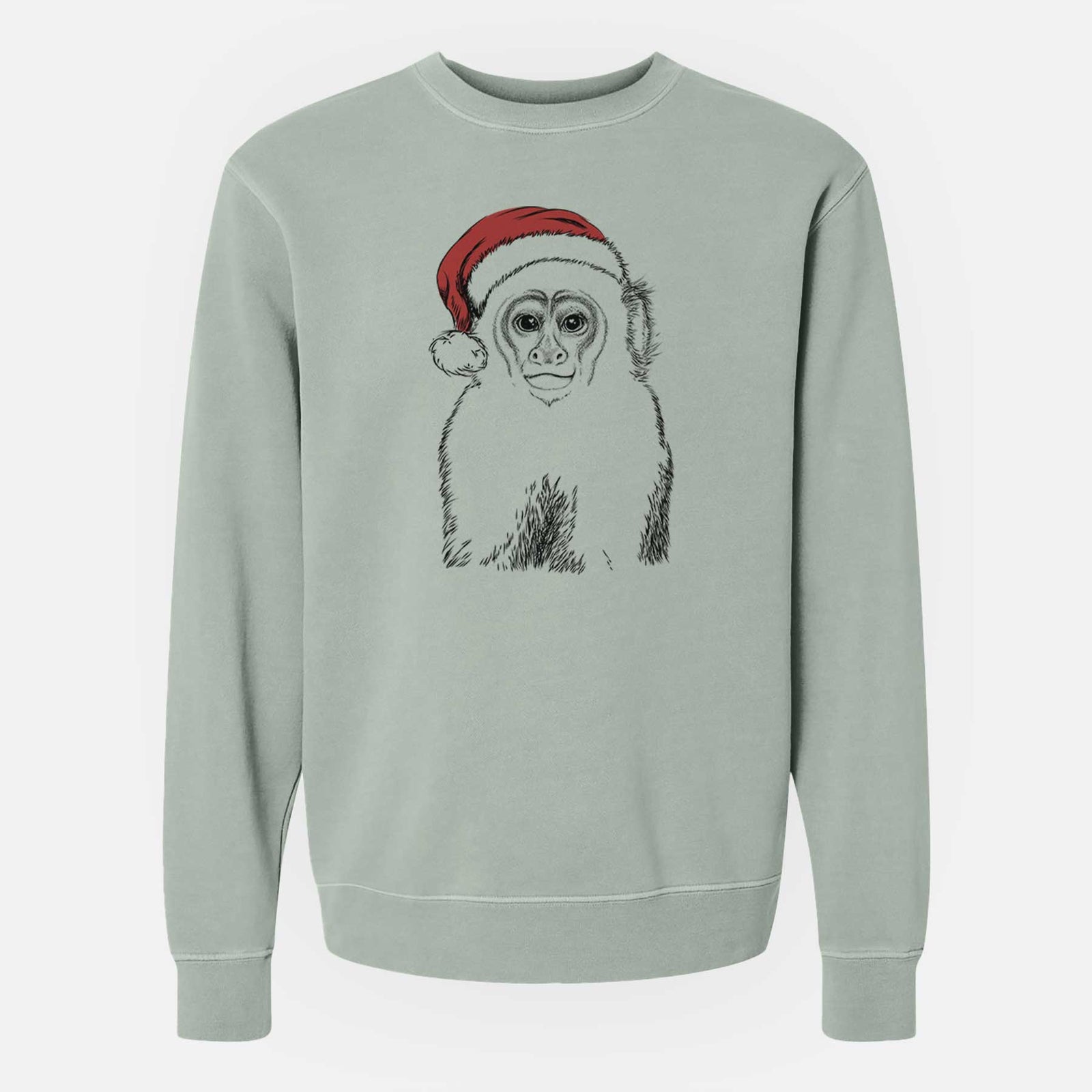 Santa Marcel the Capuchin Monkey - Unisex Pigment Dyed Crew Sweatshirt
