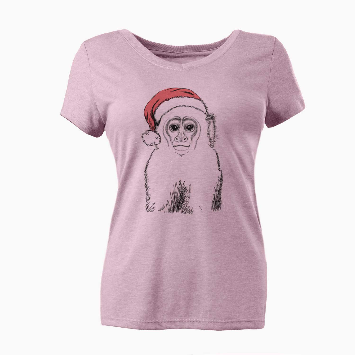 Santa Marcel the Capuchin Monkey - Women's V-neck Shirt