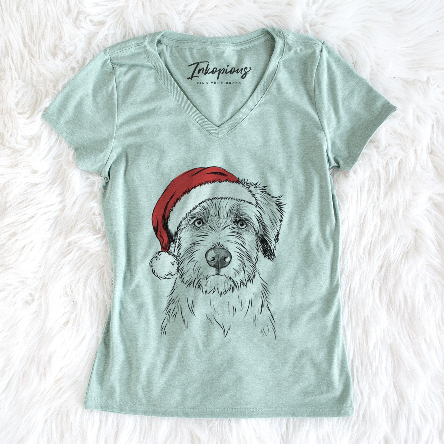 Santa Marek the Bernedoodle - Women's Perfect V-neck Shirt