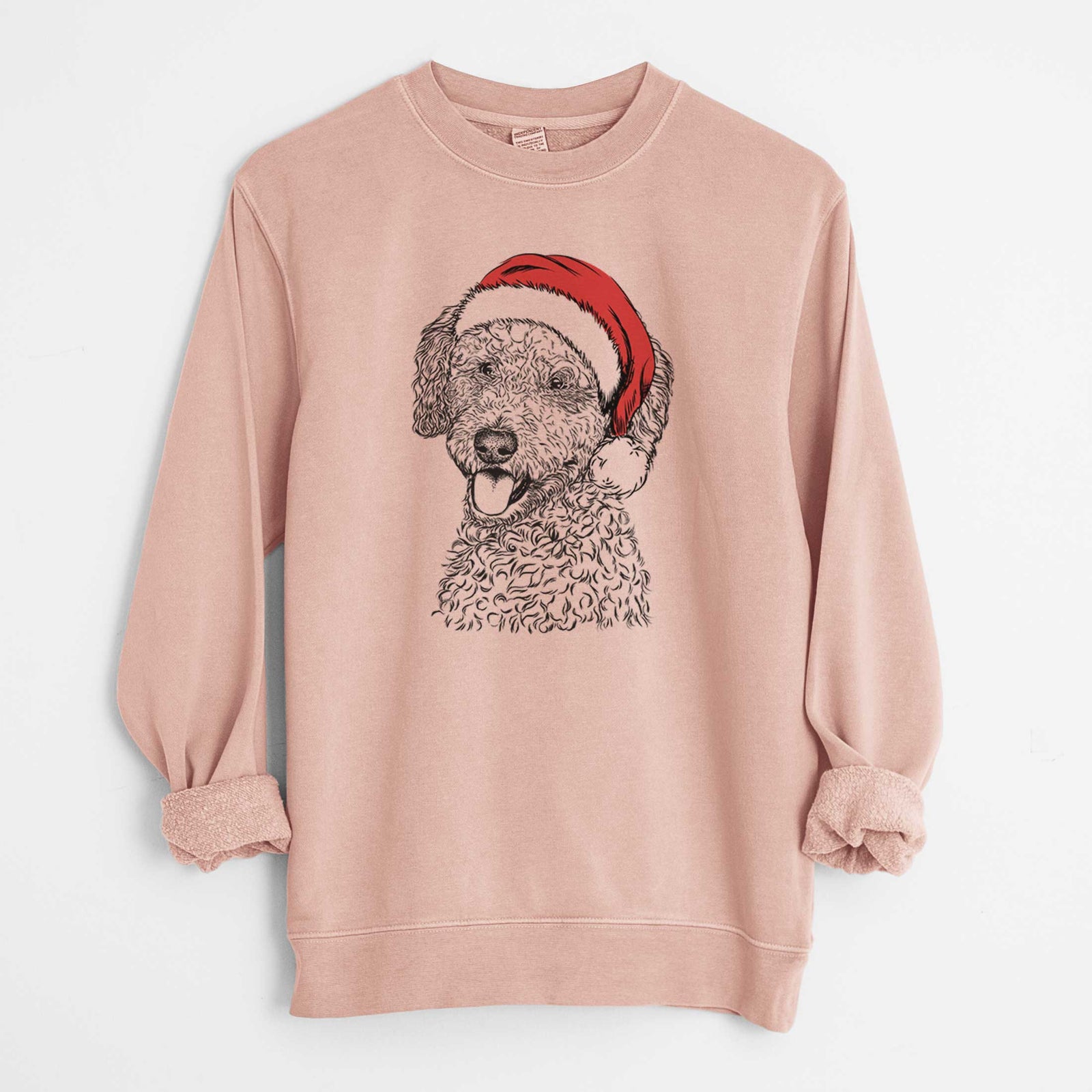 Santa Marlow the Goldendoodle - Unisex Pigment Dyed Crew Sweatshirt