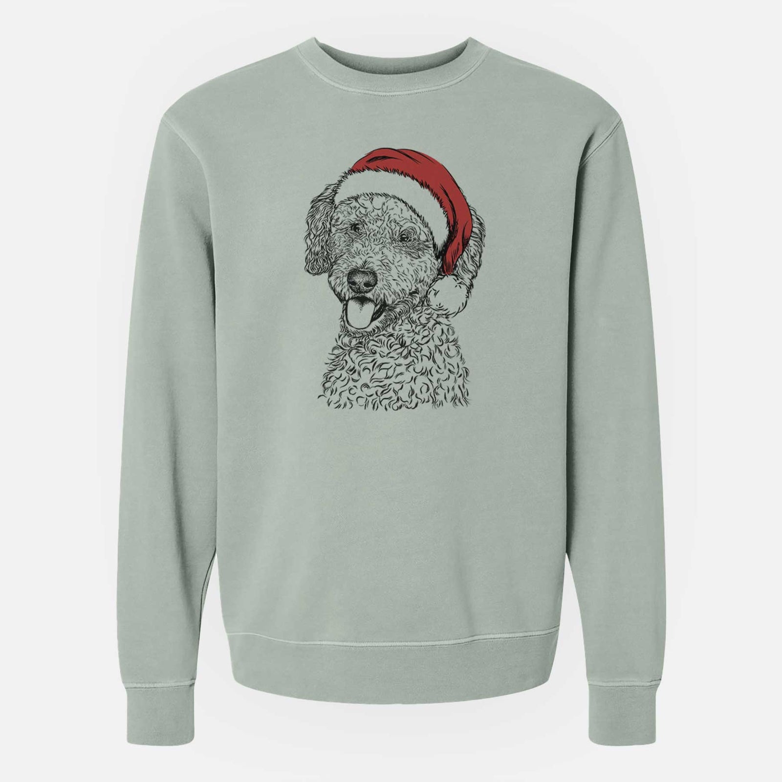 Santa Marlow the Goldendoodle - Unisex Pigment Dyed Crew Sweatshirt