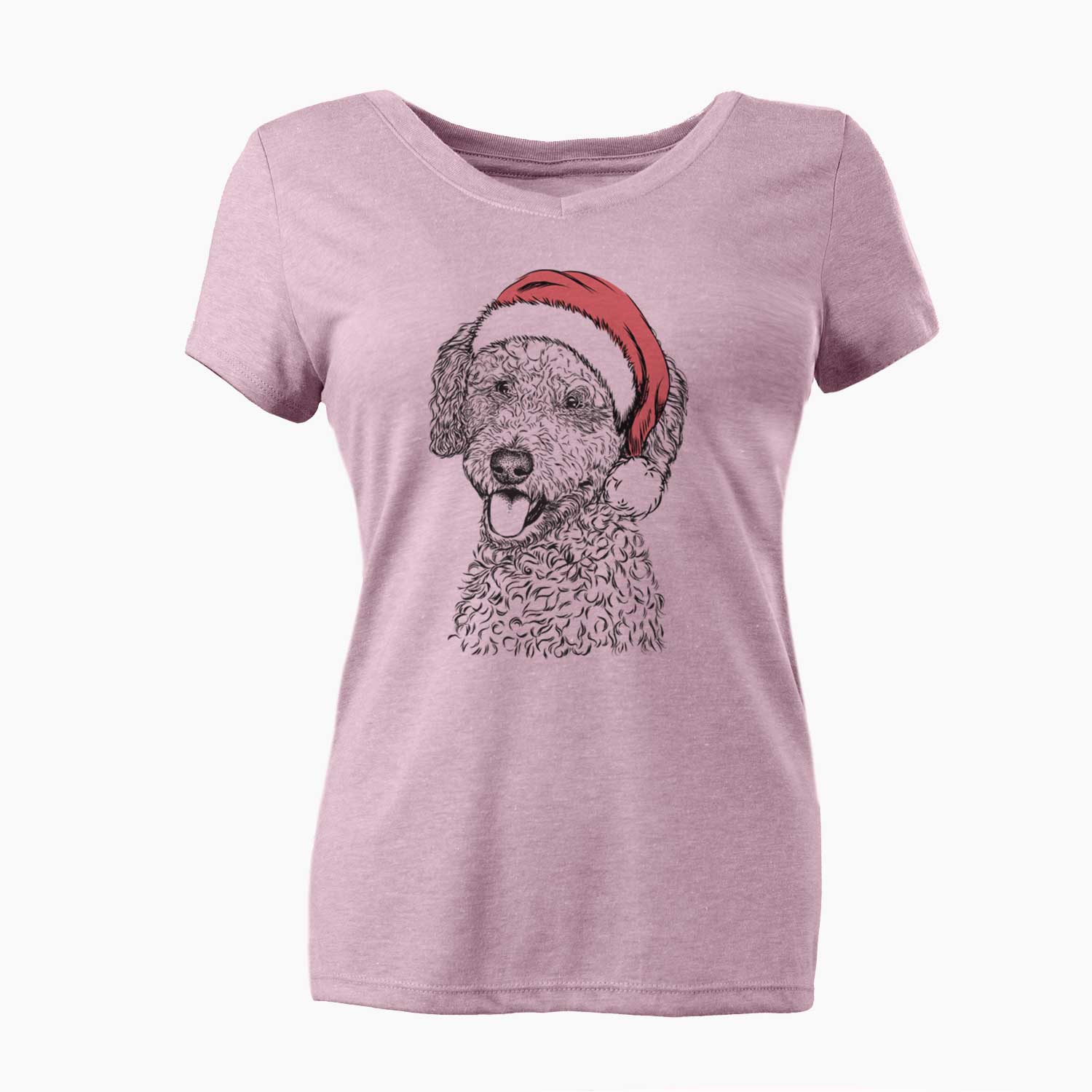 Santa Marlow the Goldendoodle - Women's V-neck Shirt