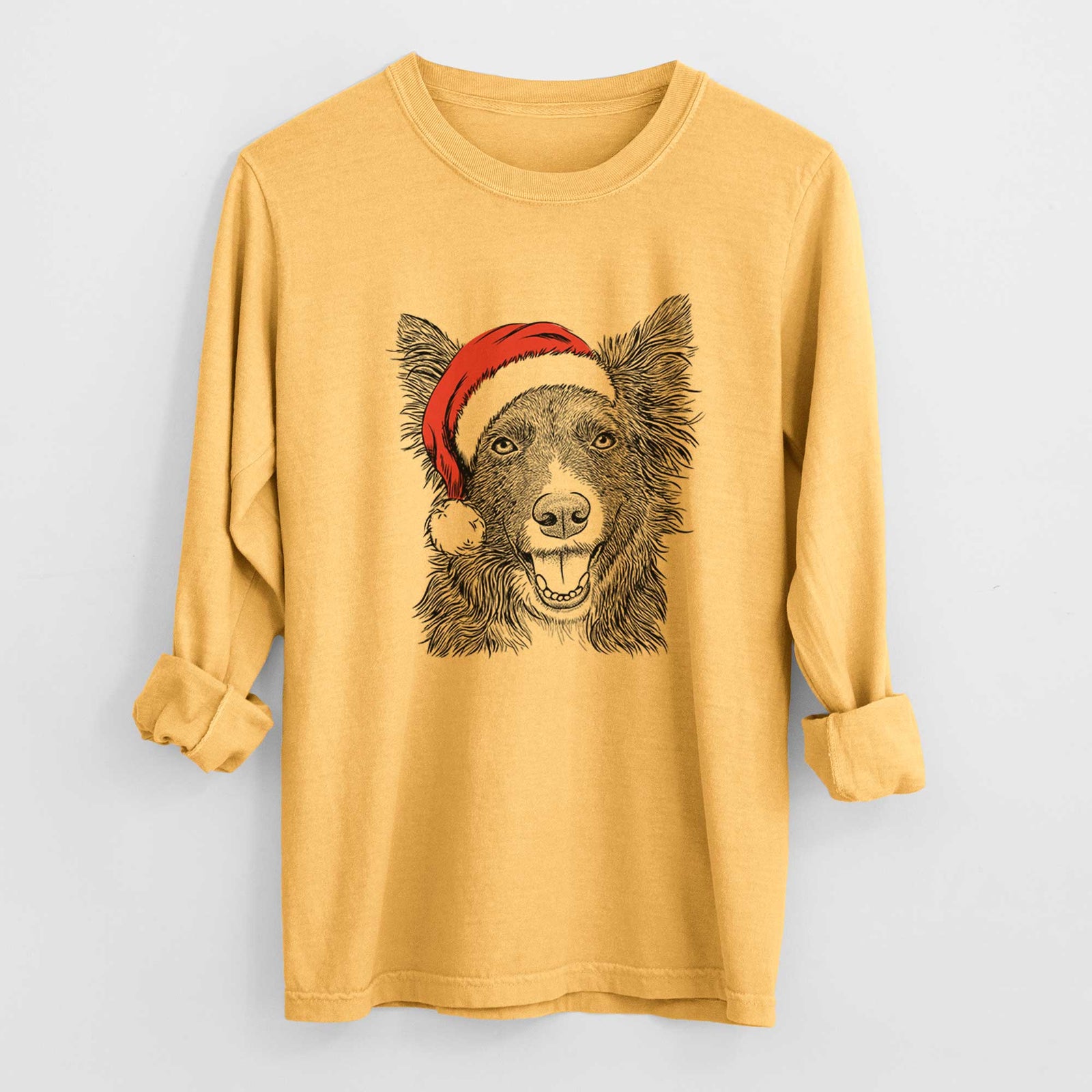 Santa Marti the Border Collie - Heavyweight 100% Cotton Long Sleeve