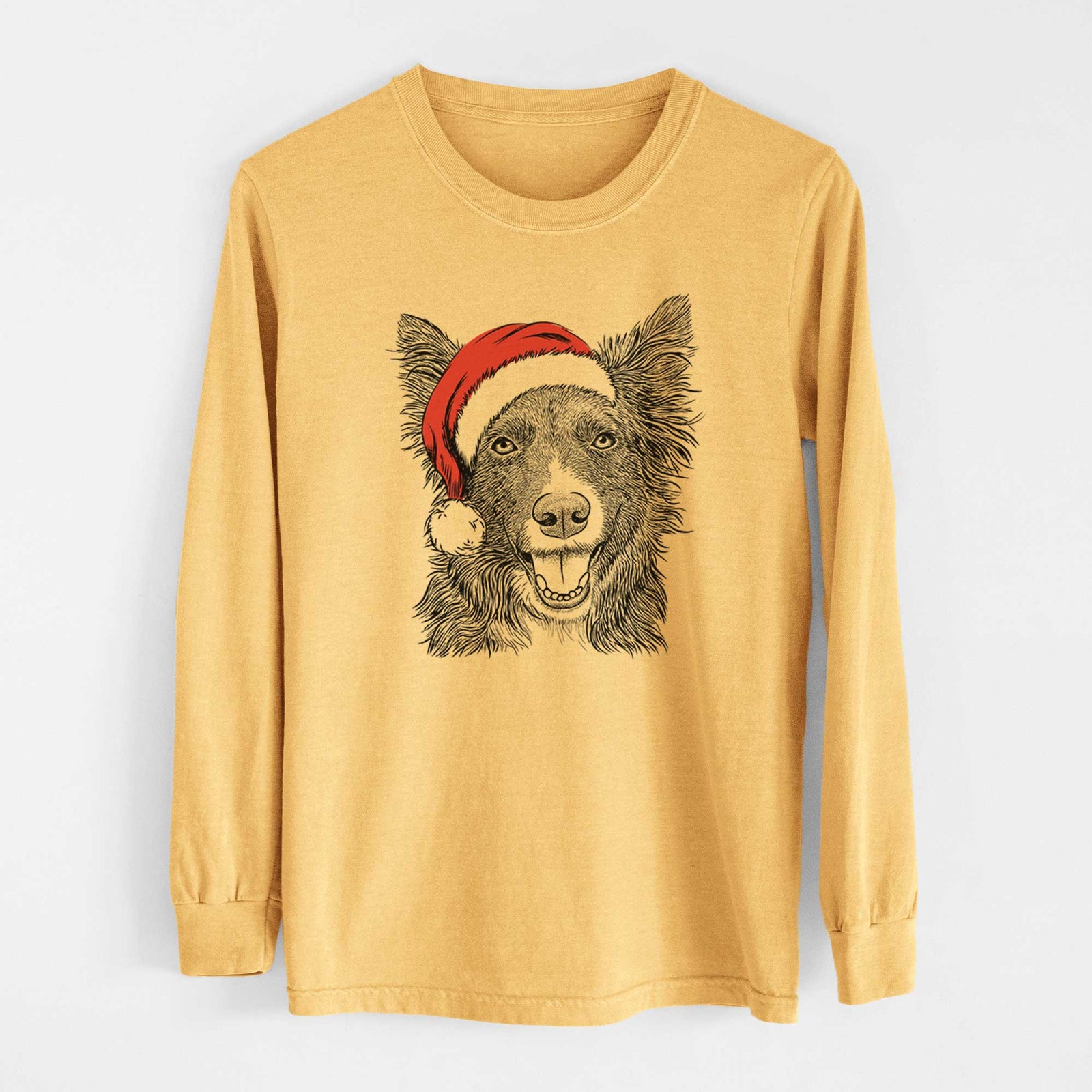 Santa Marti the Border Collie - Heavyweight 100% Cotton Long Sleeve