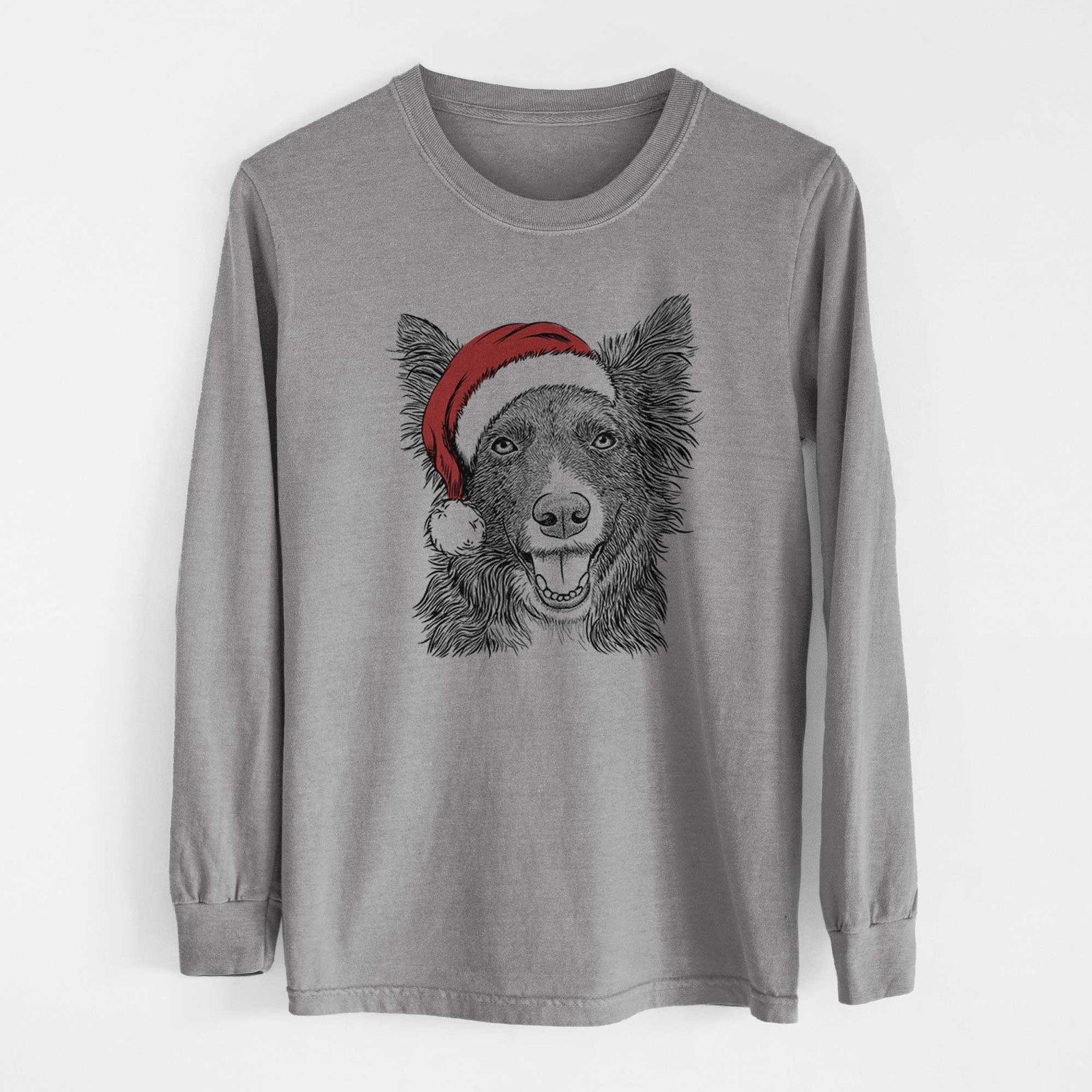 Santa Marti the Border Collie - Heavyweight 100% Cotton Long Sleeve