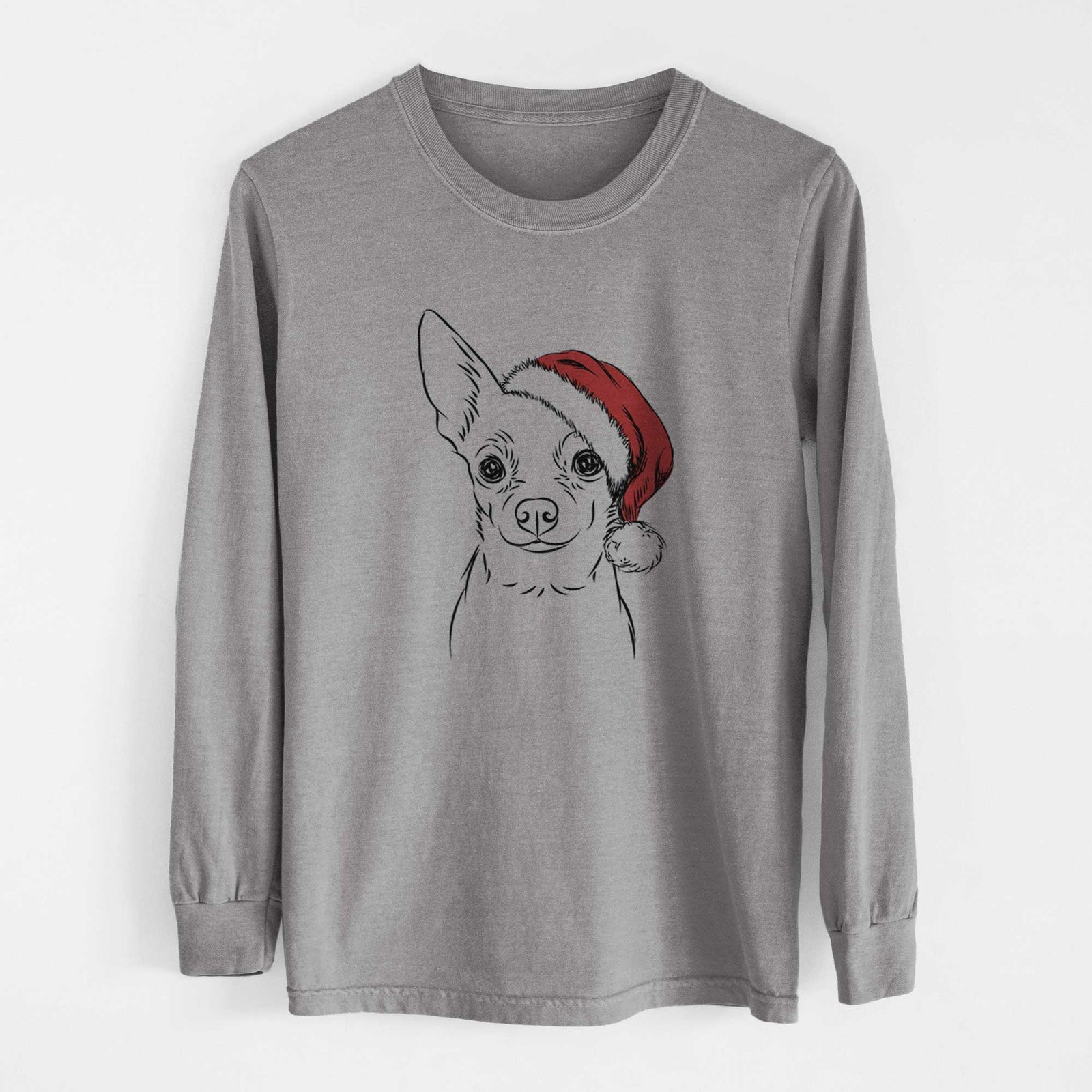 Santa Martini the Chihuahua - Heavyweight 100% Cotton Long Sleeve