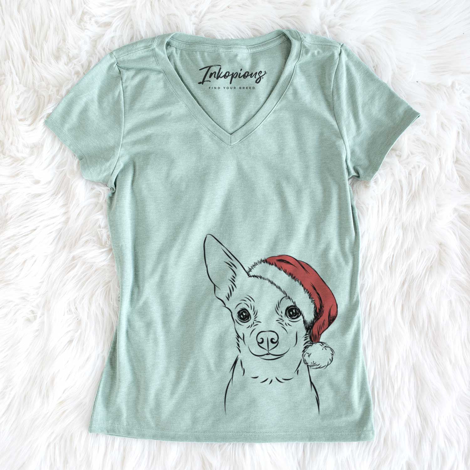Santa Martini the Chihuahua - Women's V-neck Shirt
