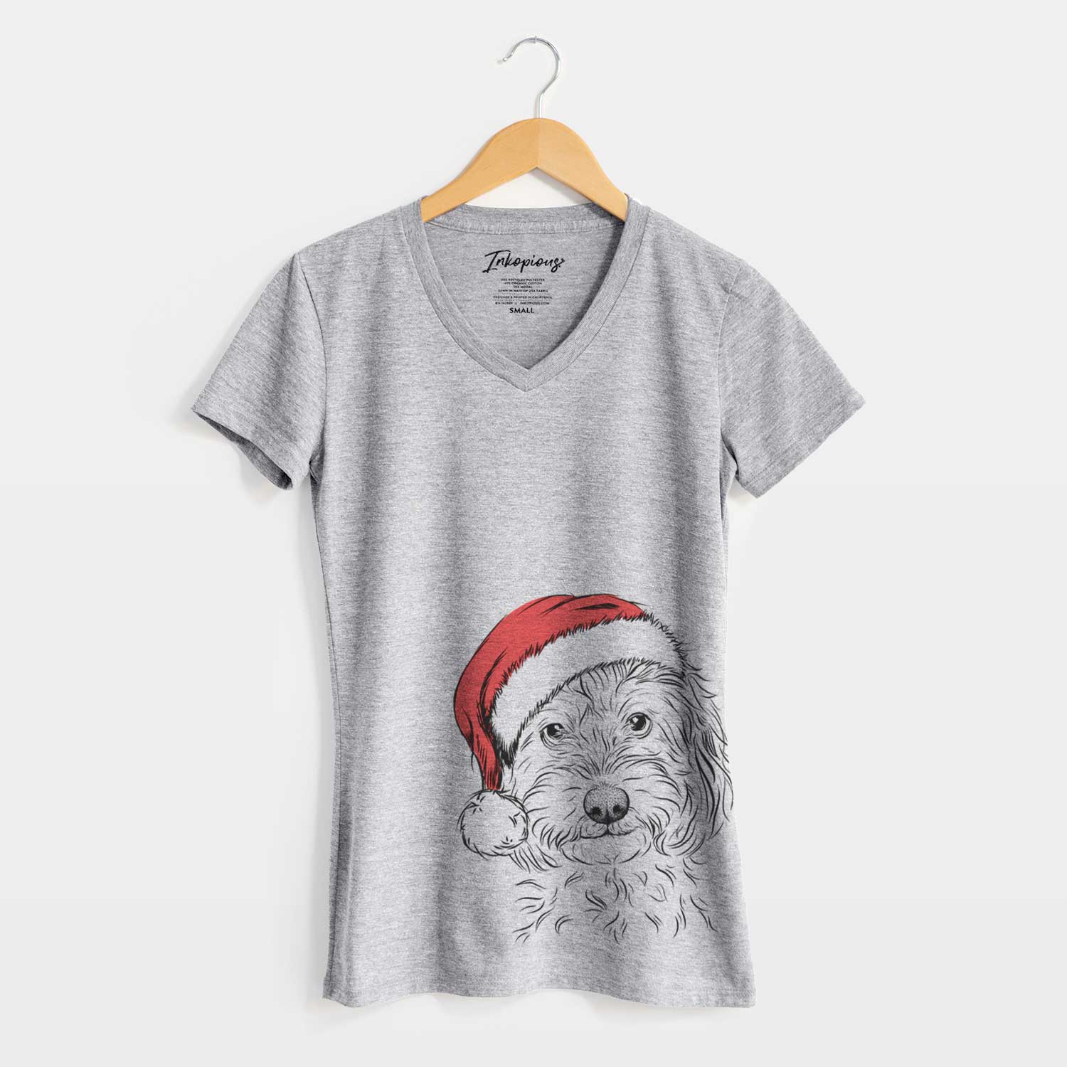 Santa Mason the Cavapoo - Women's V-neck Shirt