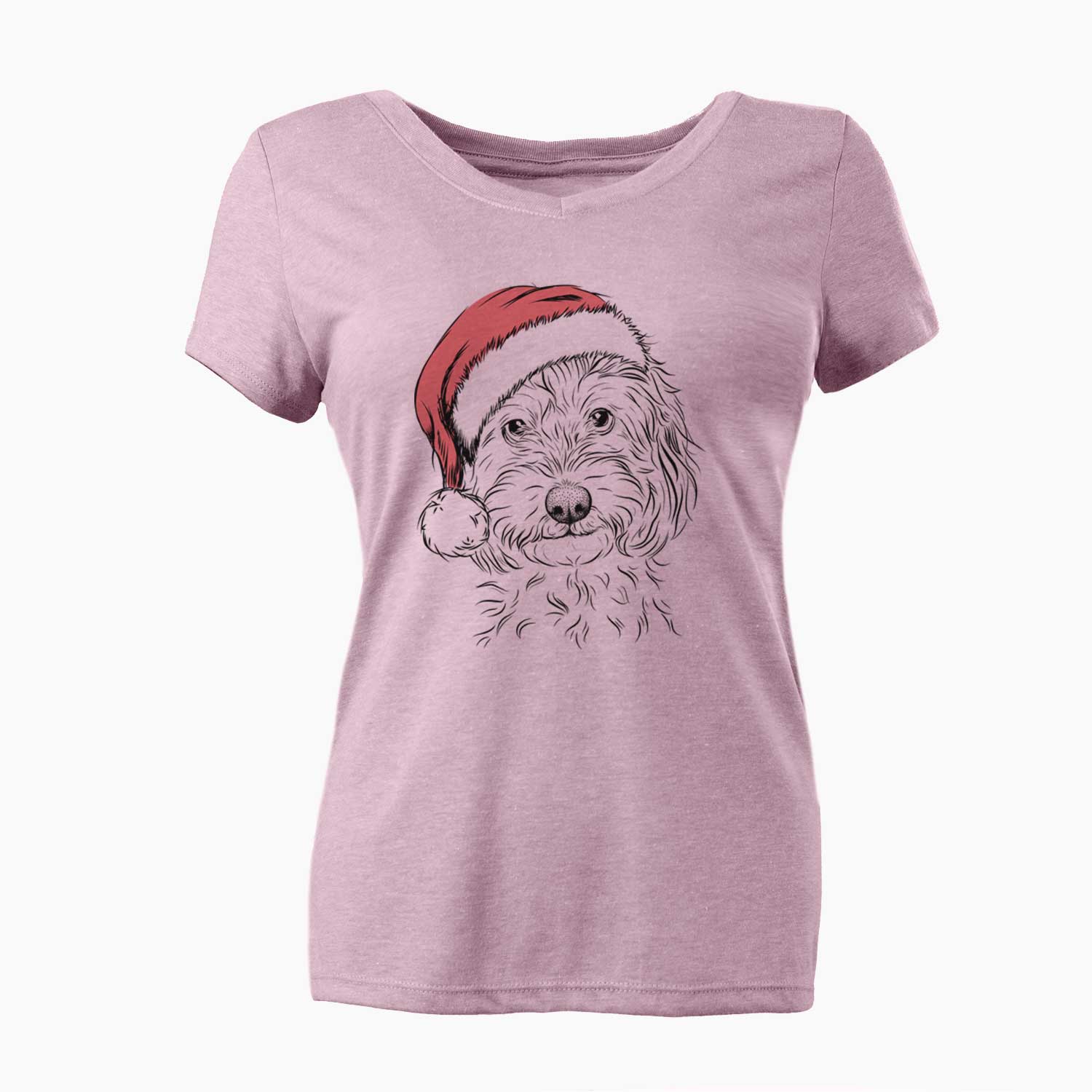 Santa Mason the Cavapoo - Women's V-neck Shirt