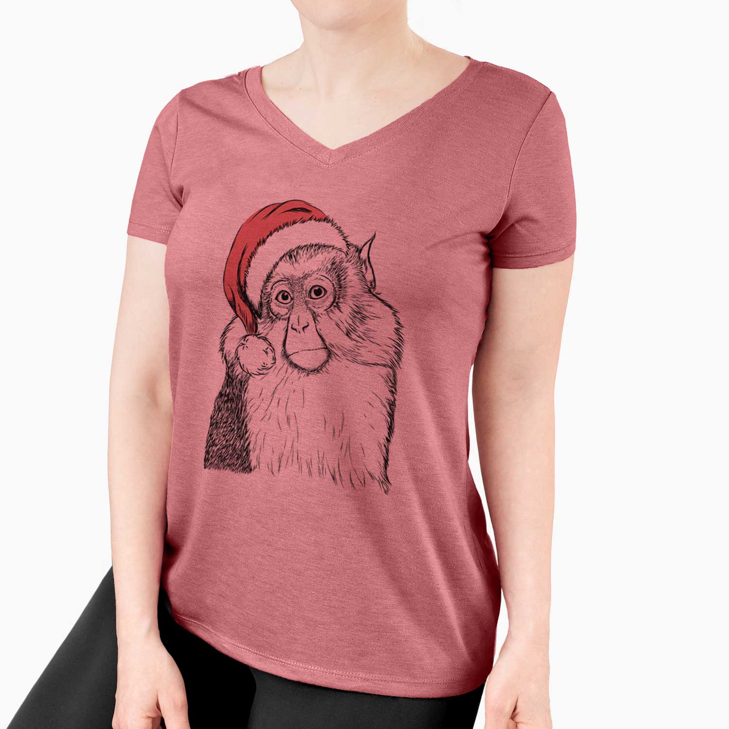 Santa Matata the Mona Monkey - Women's V-neck Shirt