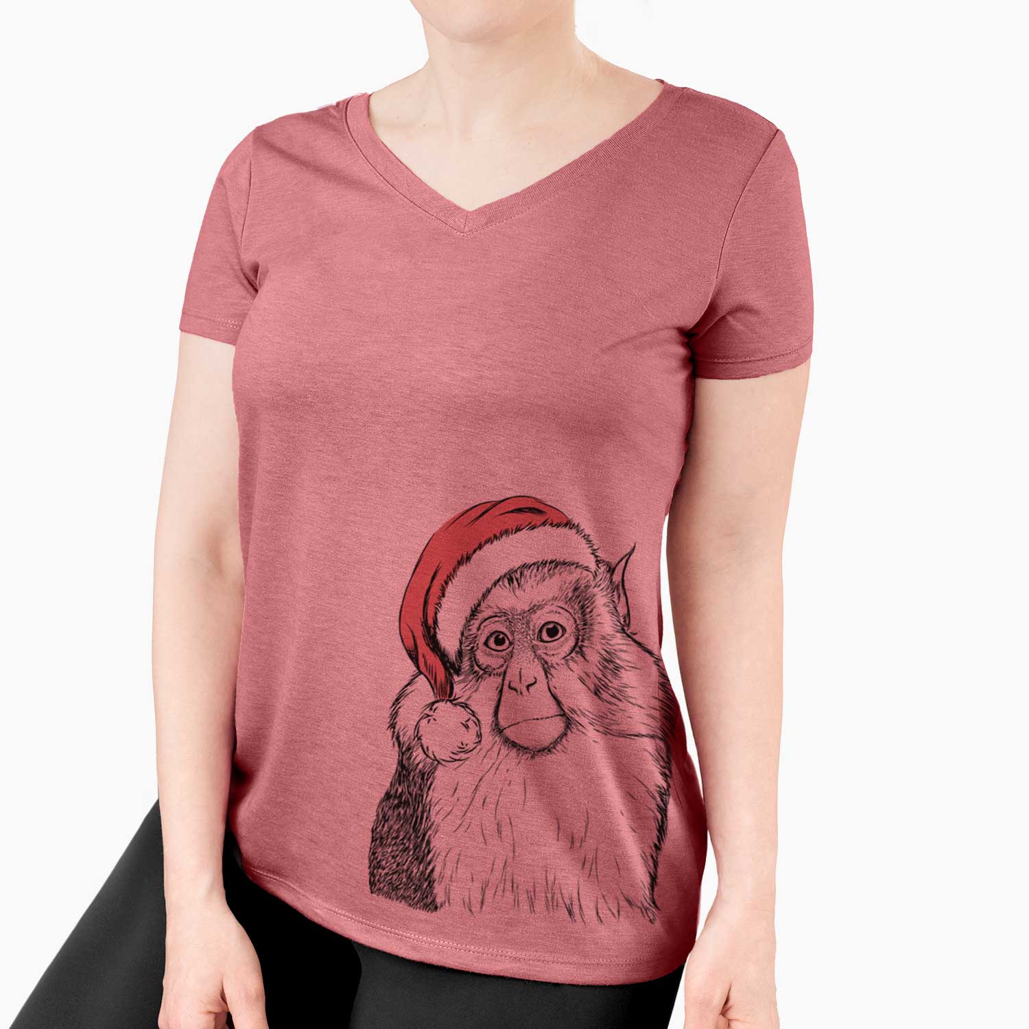 Santa Matata the Mona Monkey - Women's V-neck Shirt
