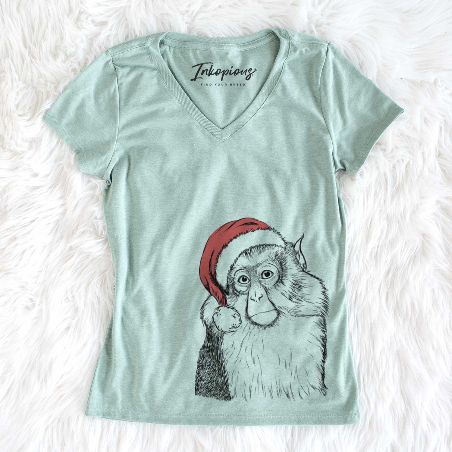 Santa Matata the Mona Monkey - Women's V-neck Shirt