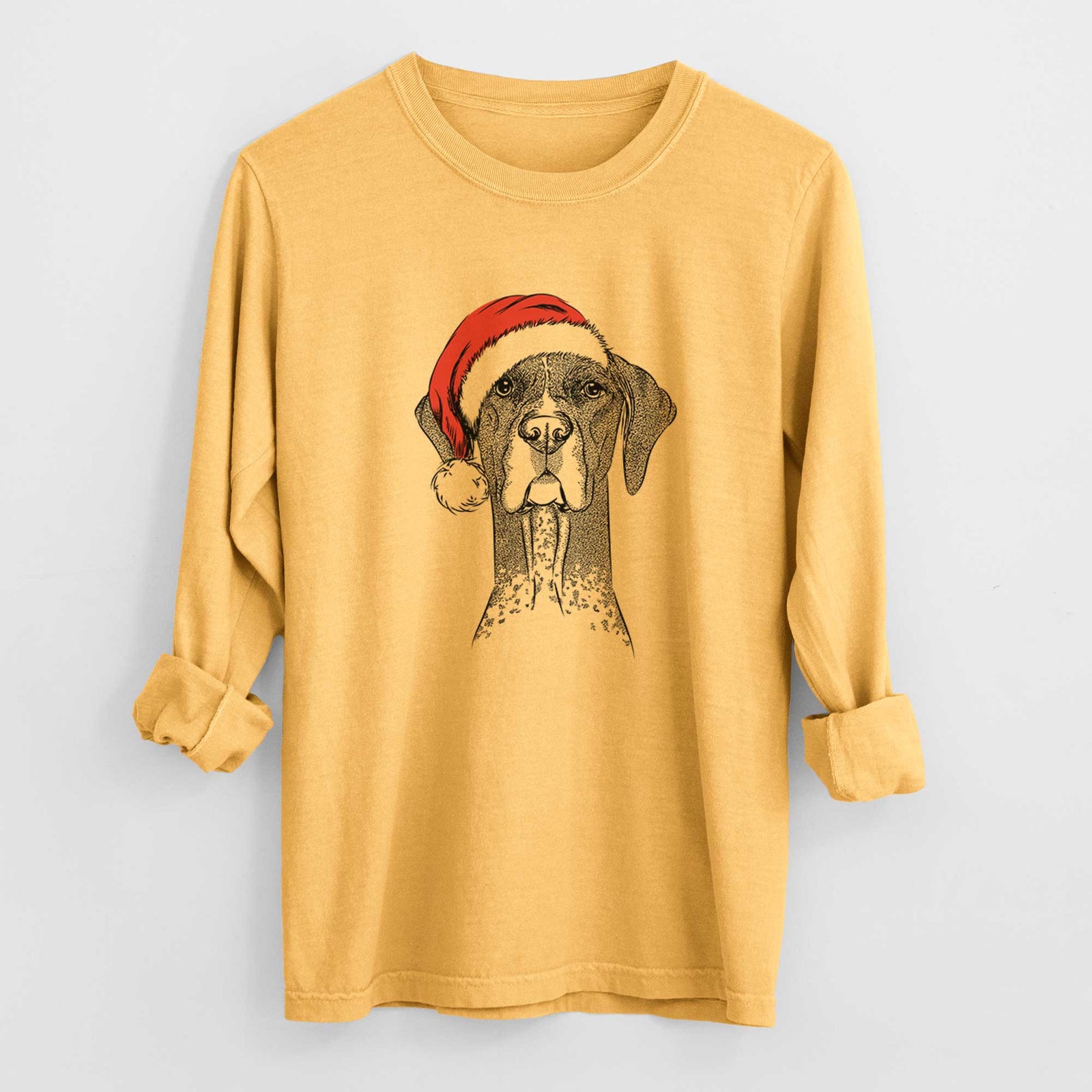 Santa Mattis the German Shorthaired Pointer - Heavyweight 100% Cotton Long Sleeve