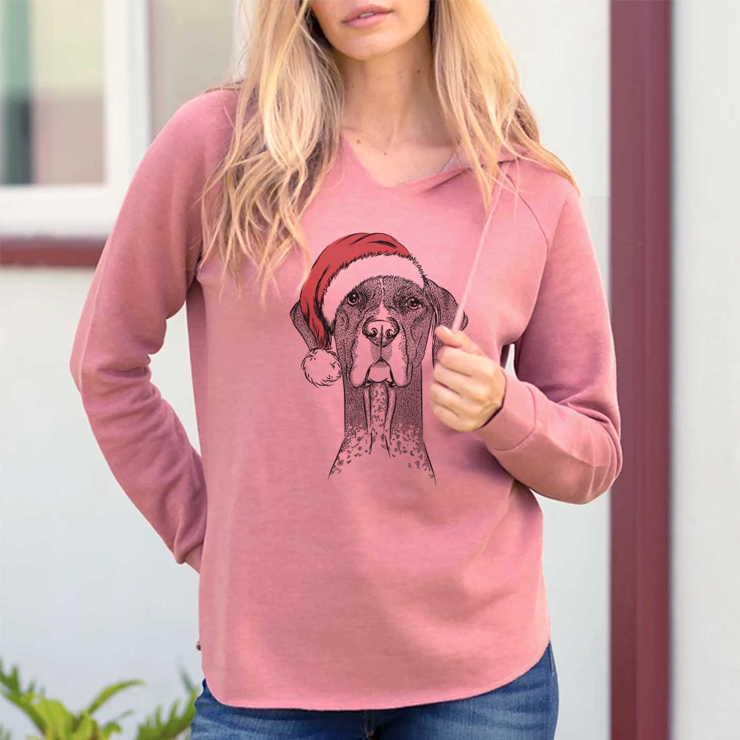 Santa Mattis the German Shorthaired Pointer - Cali Wave Hooded Sweatshirt