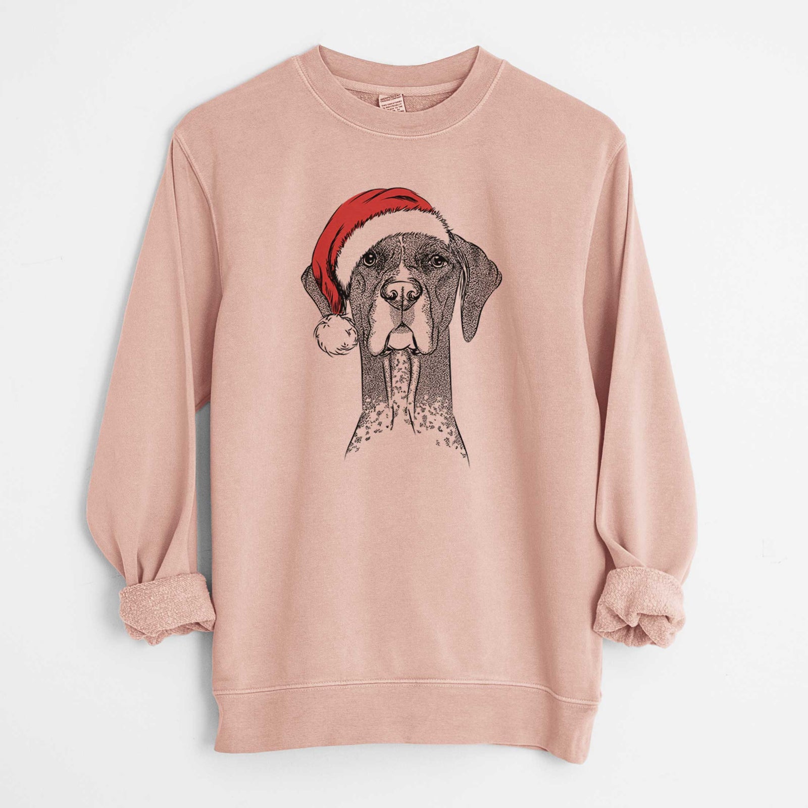 Santa Mattis the German Shorthaired Pointer - Unisex Pigment Dyed Crew Sweatshirt