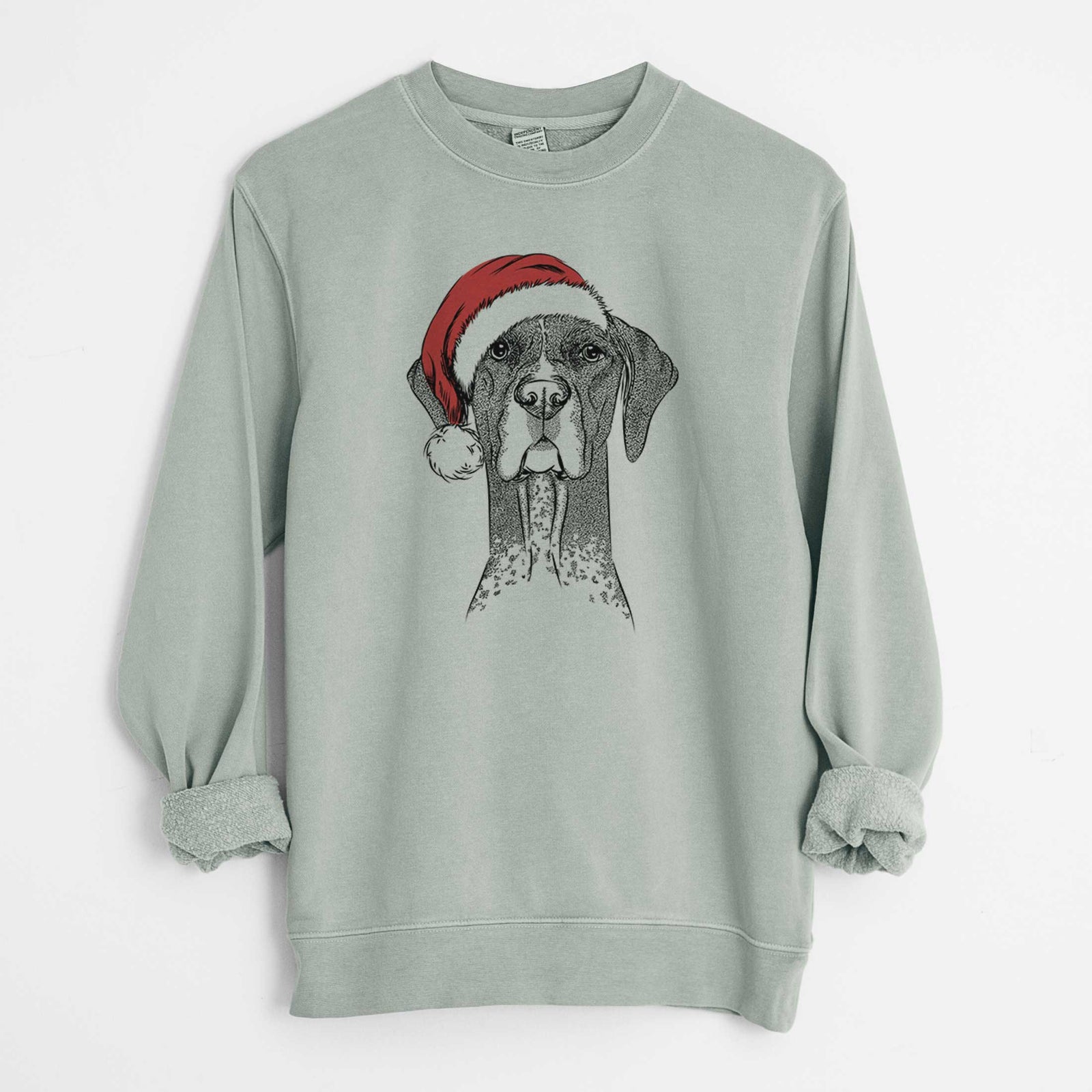Santa Mattis the German Shorthaired Pointer - Unisex Pigment Dyed Crew Sweatshirt