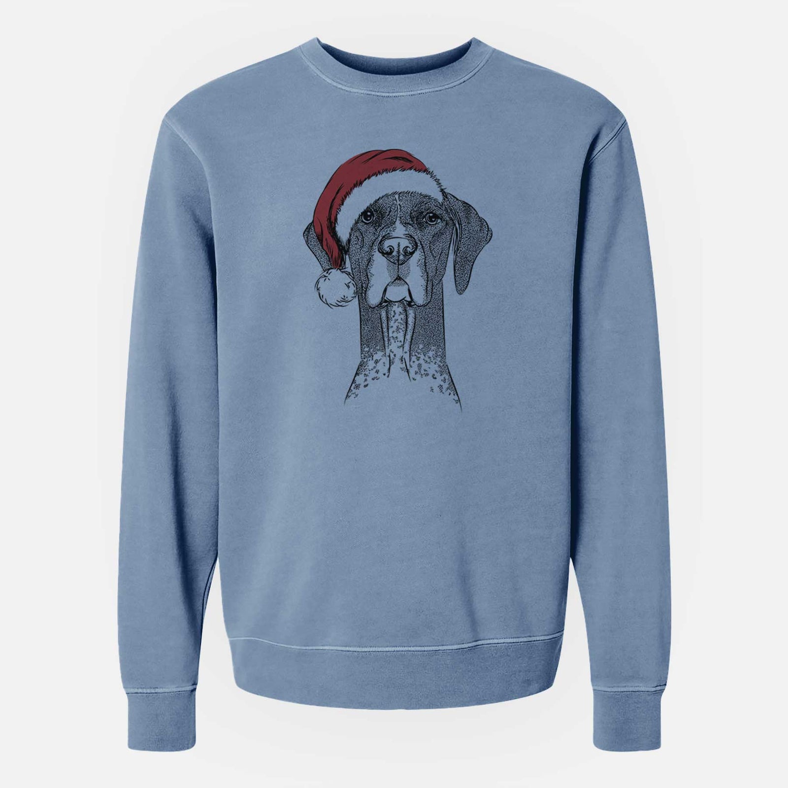 Santa Mattis the German Shorthaired Pointer - Unisex Pigment Dyed Crew Sweatshirt