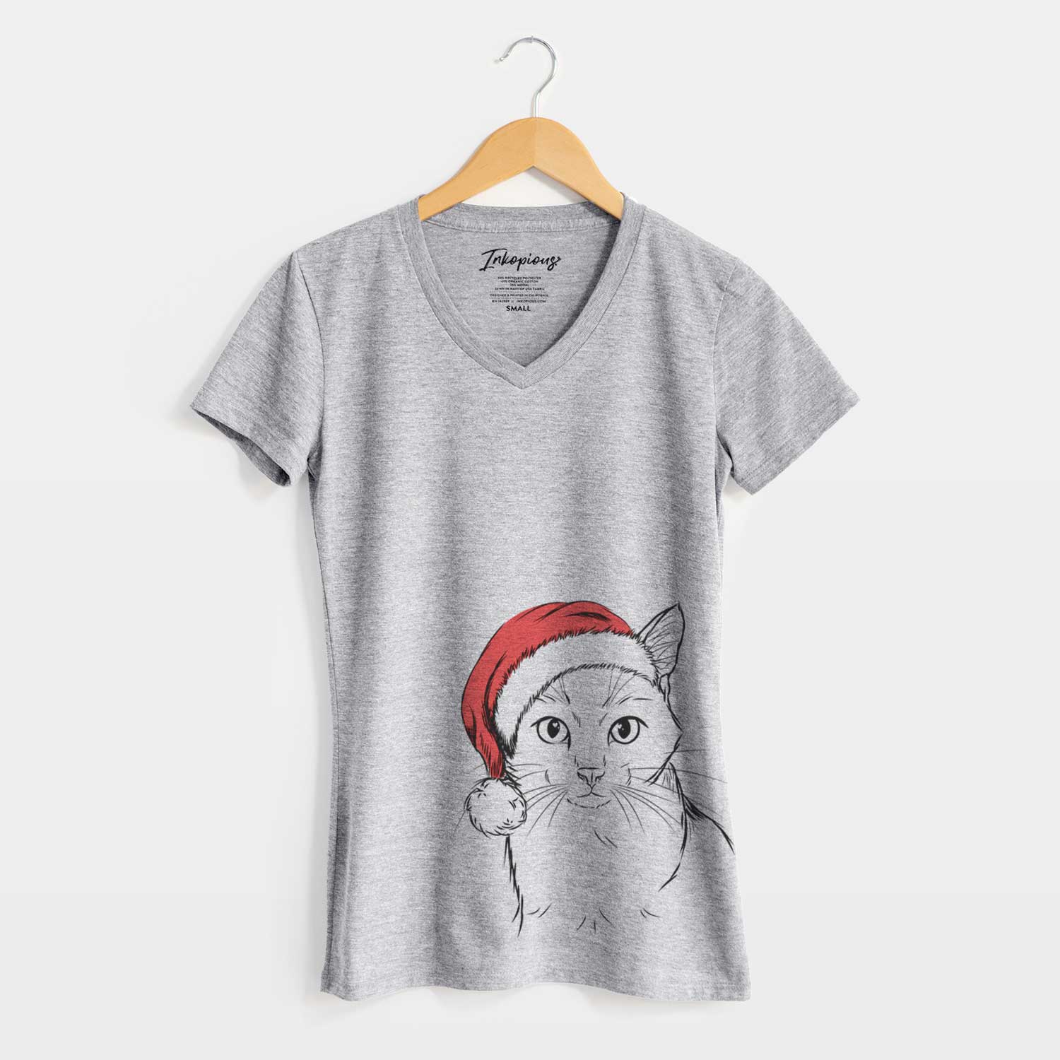 Santa Maverick the Cat - Women's V-neck Shirt