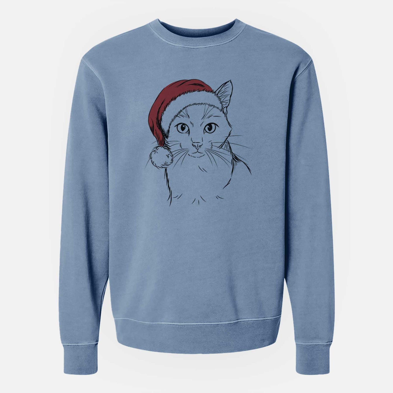 Santa Maverick the Cat - Unisex Pigment Dyed Crew Sweatshirt