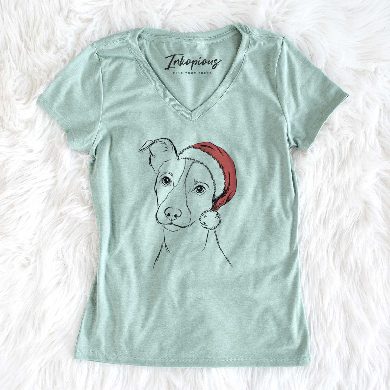 Santa Max the Jack Russell Terrier - Women's V-neck Shirt