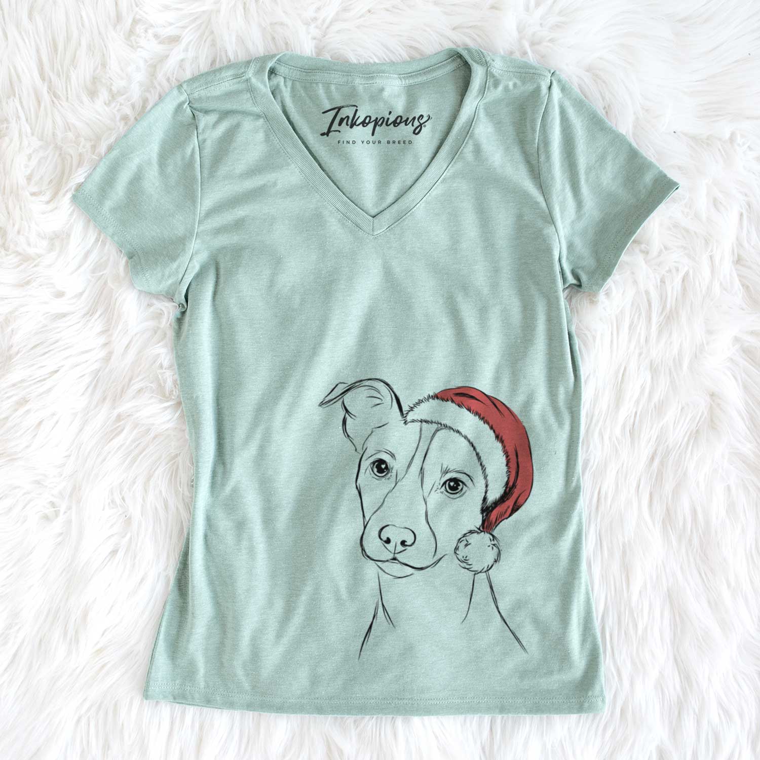 Santa Max the Jack Russell Terrier - Women's V-neck Shirt