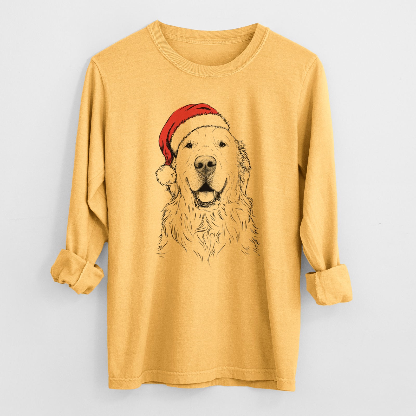 Santa Maximus the Golden Retriever - Heavyweight 100% Cotton Long Sleeve