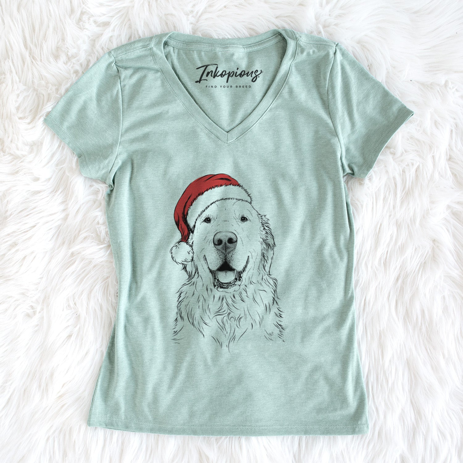 Santa Maximus the Golden Retriever - Women's Perfect V-neck Shirt