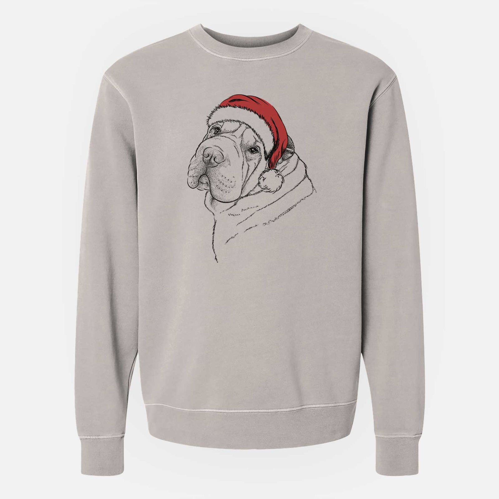 Santa Maximus the Shar Pei - Unisex Pigment Dyed Crew Sweatshirt