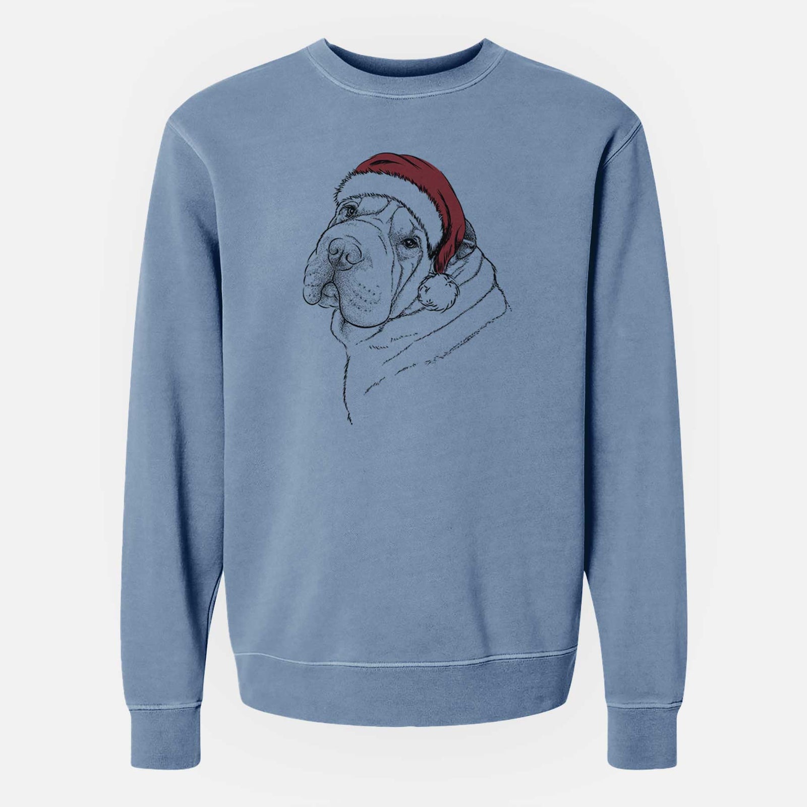 Santa Maximus the Shar Pei - Unisex Pigment Dyed Crew Sweatshirt