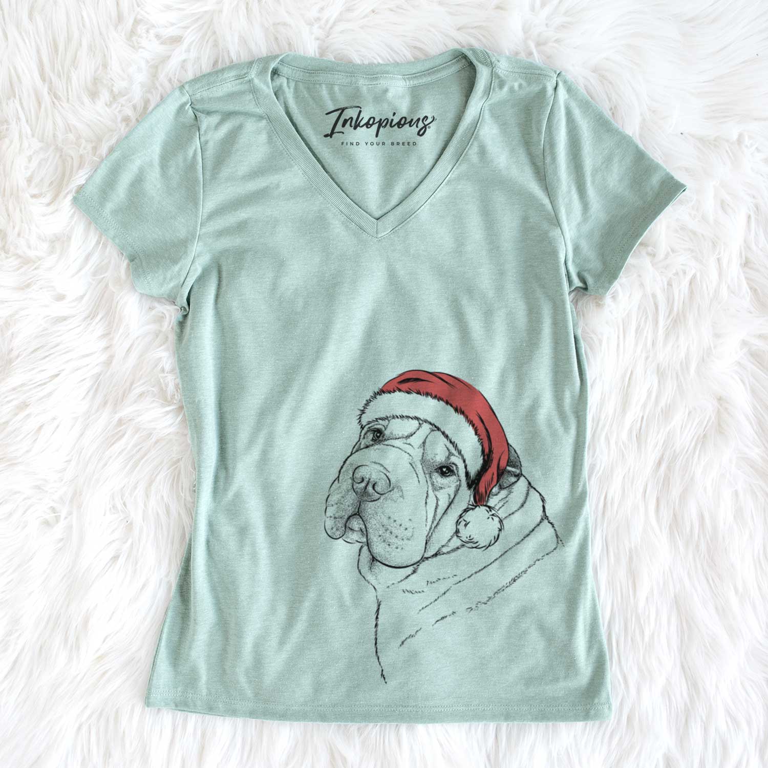 Santa Maximus the Shar Pei - Women's V-neck Shirt