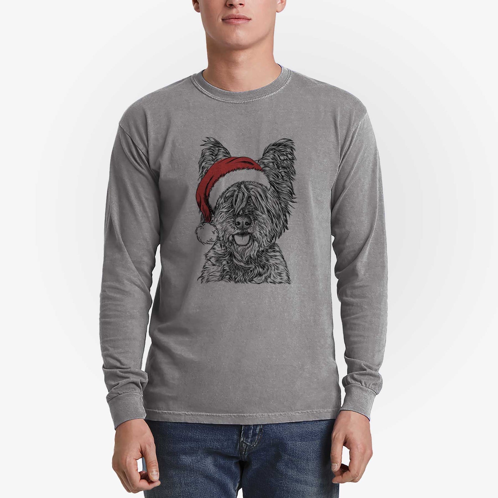 Santa McDuff the Cairn Terrier - Heavyweight 100% Cotton Long Sleeve