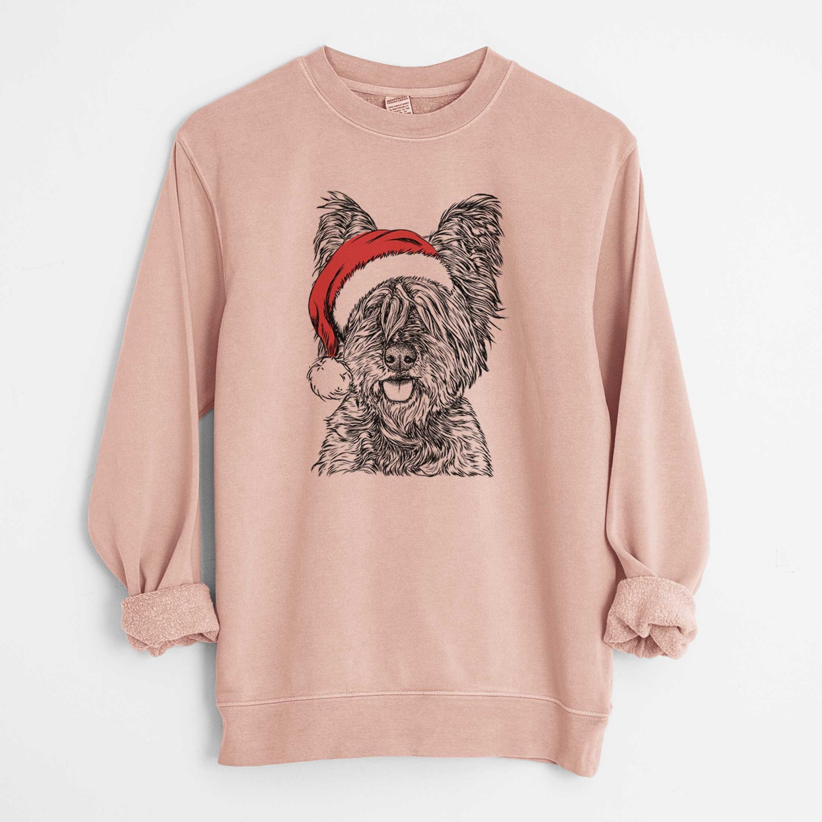 Santa McDuff the Cairn Terrier - Unisex Pigment Dyed Crew Sweatshirt