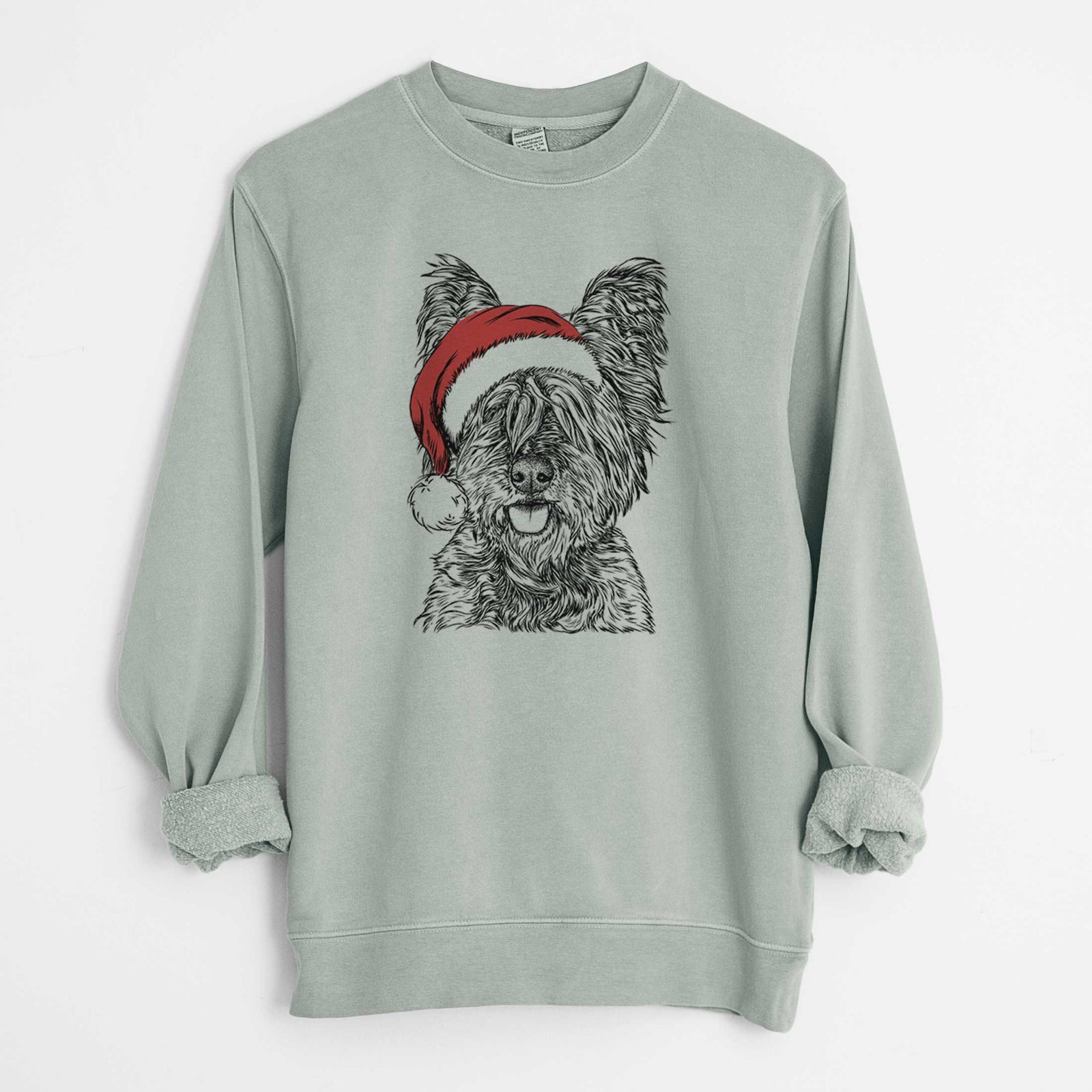 Santa McDuff the Cairn Terrier - Unisex Pigment Dyed Crew Sweatshirt