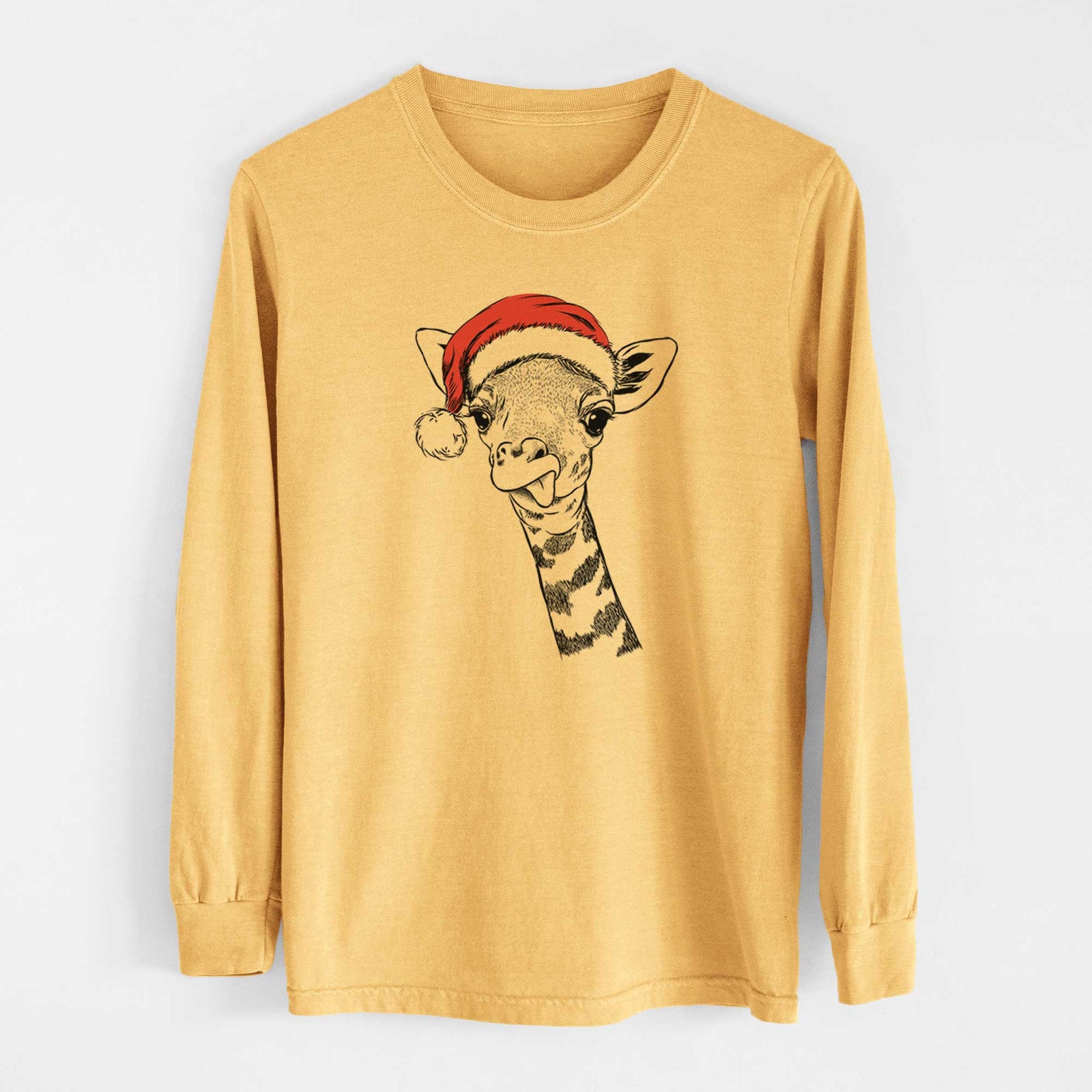 Santa Mel the Baby Giraffe - Heavyweight 100% Cotton Long Sleeve