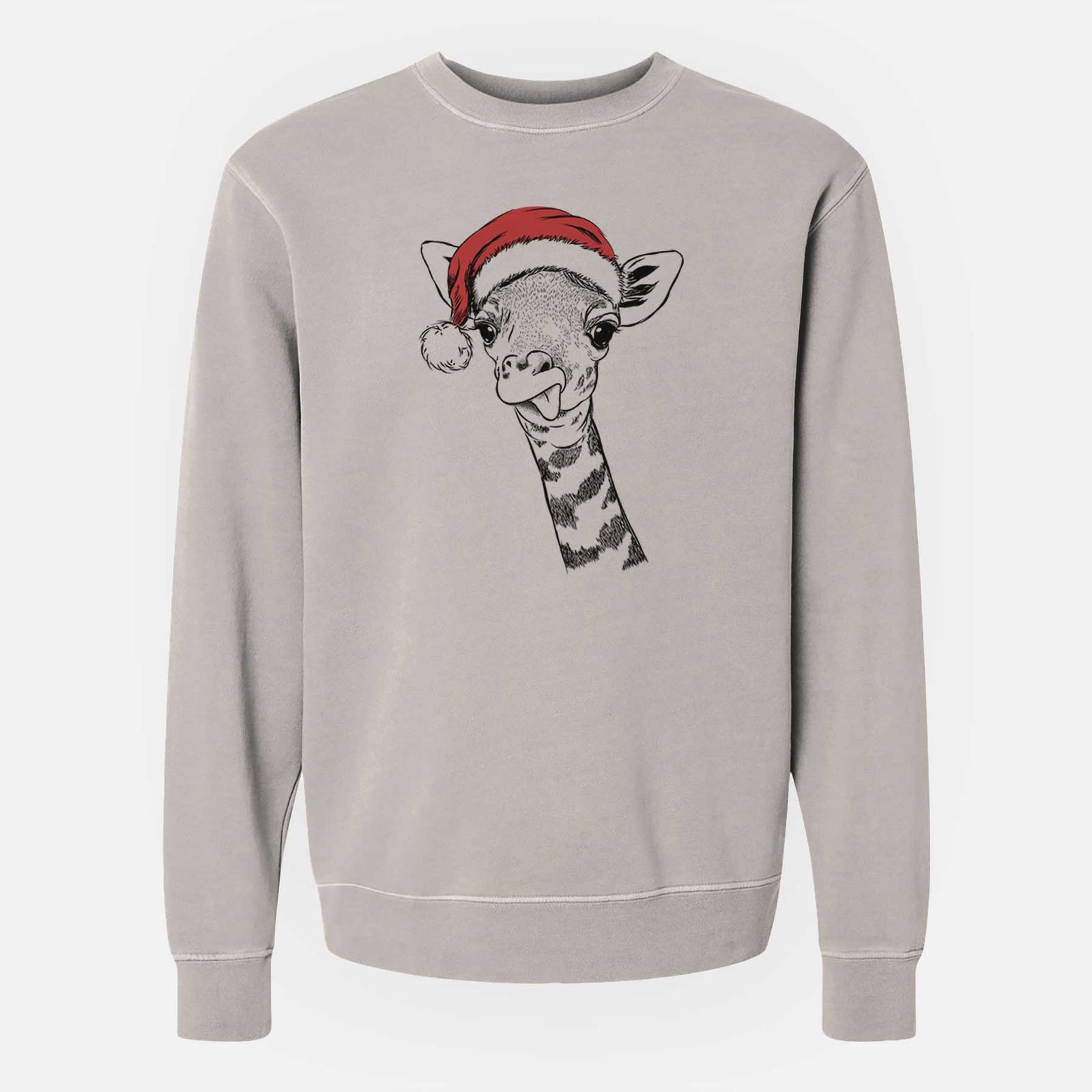 Santa Mel the Baby Giraffe - Unisex Pigment Dyed Crew Sweatshirt