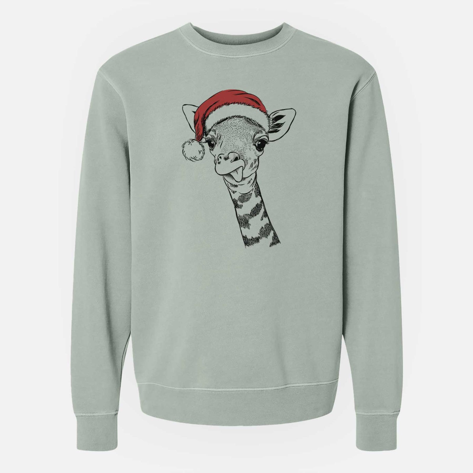 Santa Mel the Baby Giraffe - Unisex Pigment Dyed Crew Sweatshirt