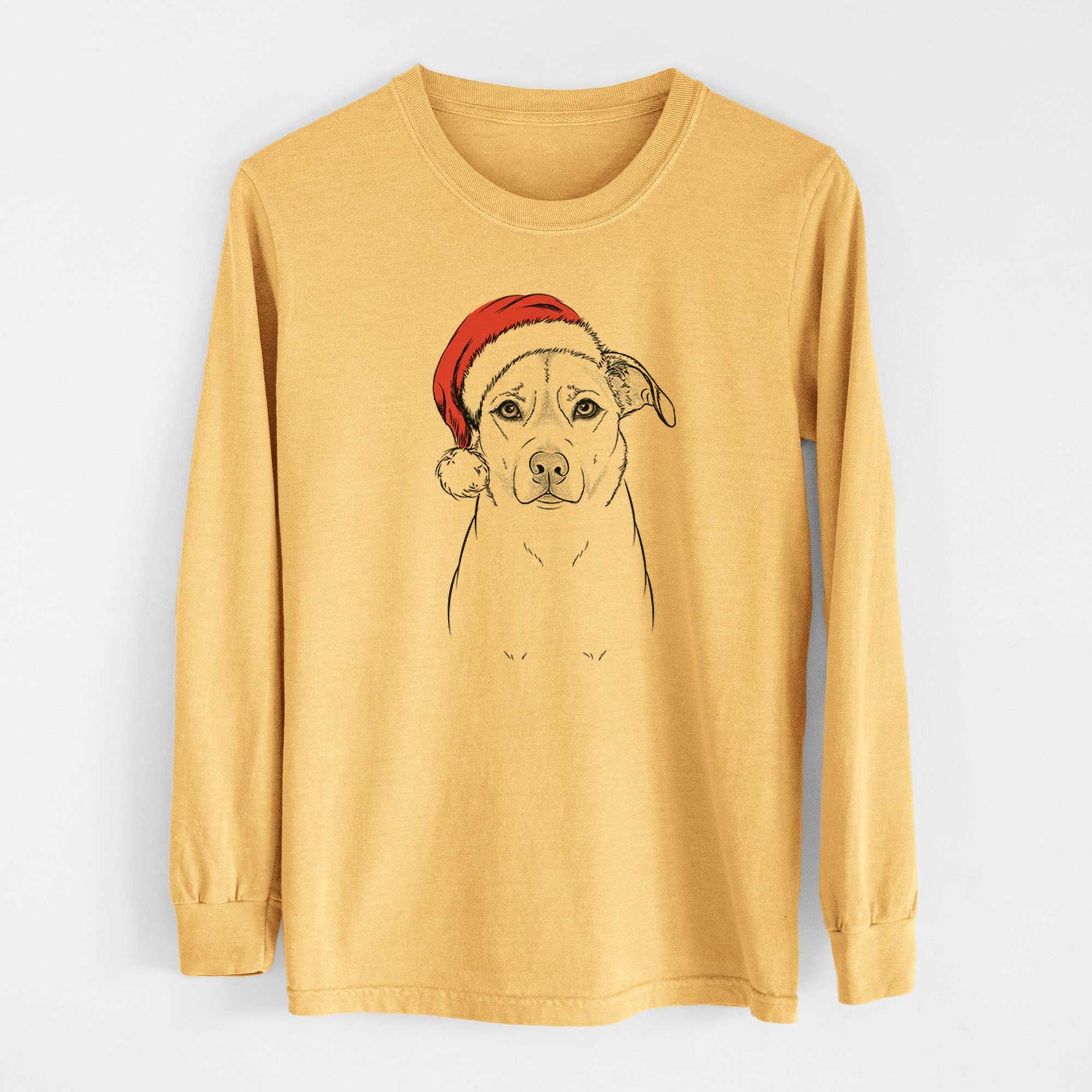 Santa Mica the Labrador Pittbull Mix - Heavyweight 100% Cotton Long Sleeve