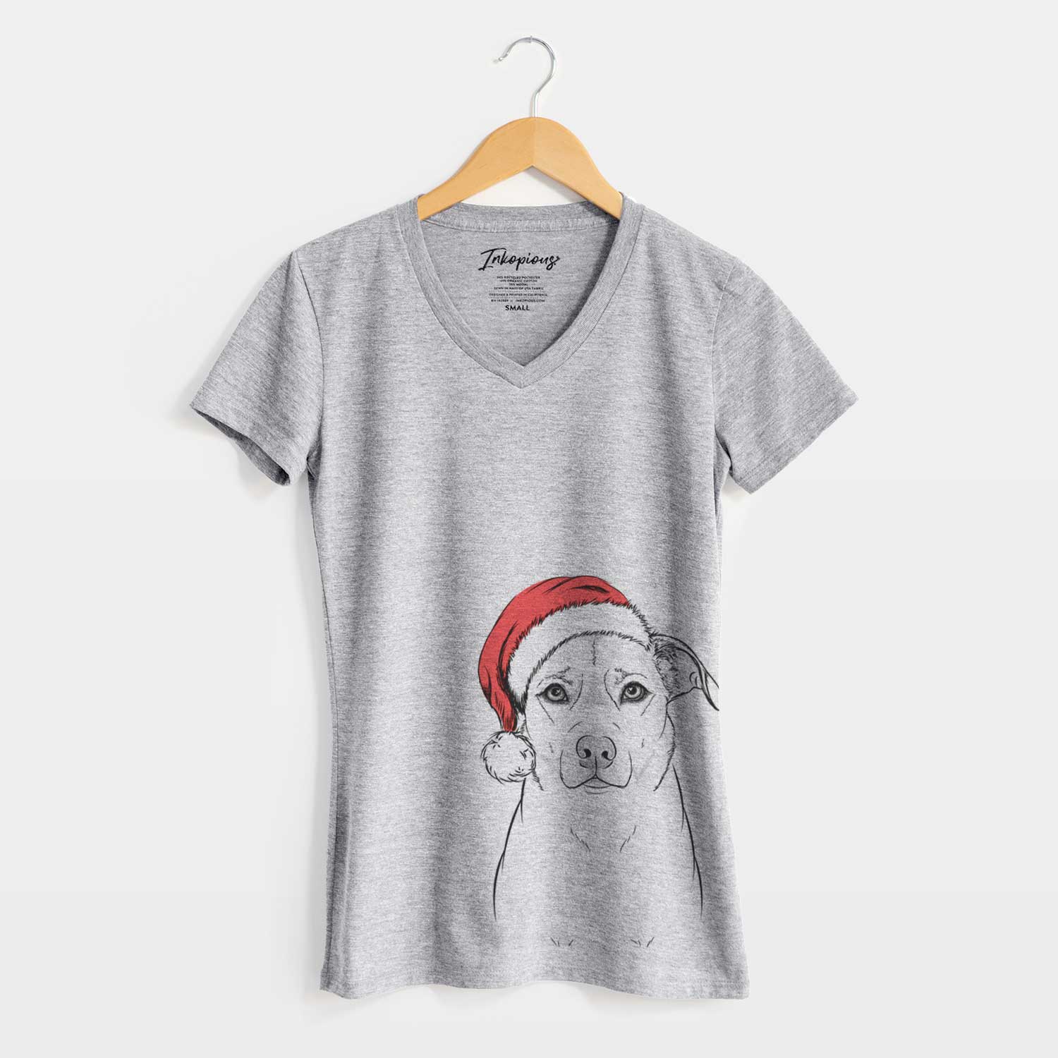 Santa Mica the Labrador Pittbull Mix - Women's V-neck Shirt