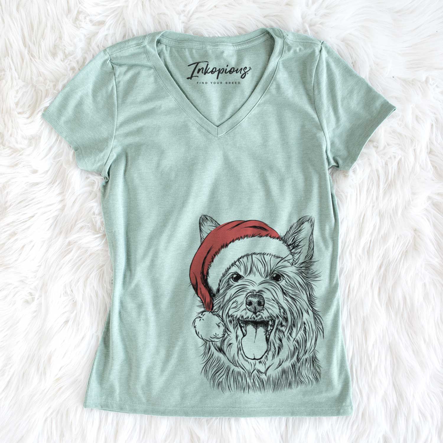 Santa Middy the Australian Terrier - Women's V-neck Shirt