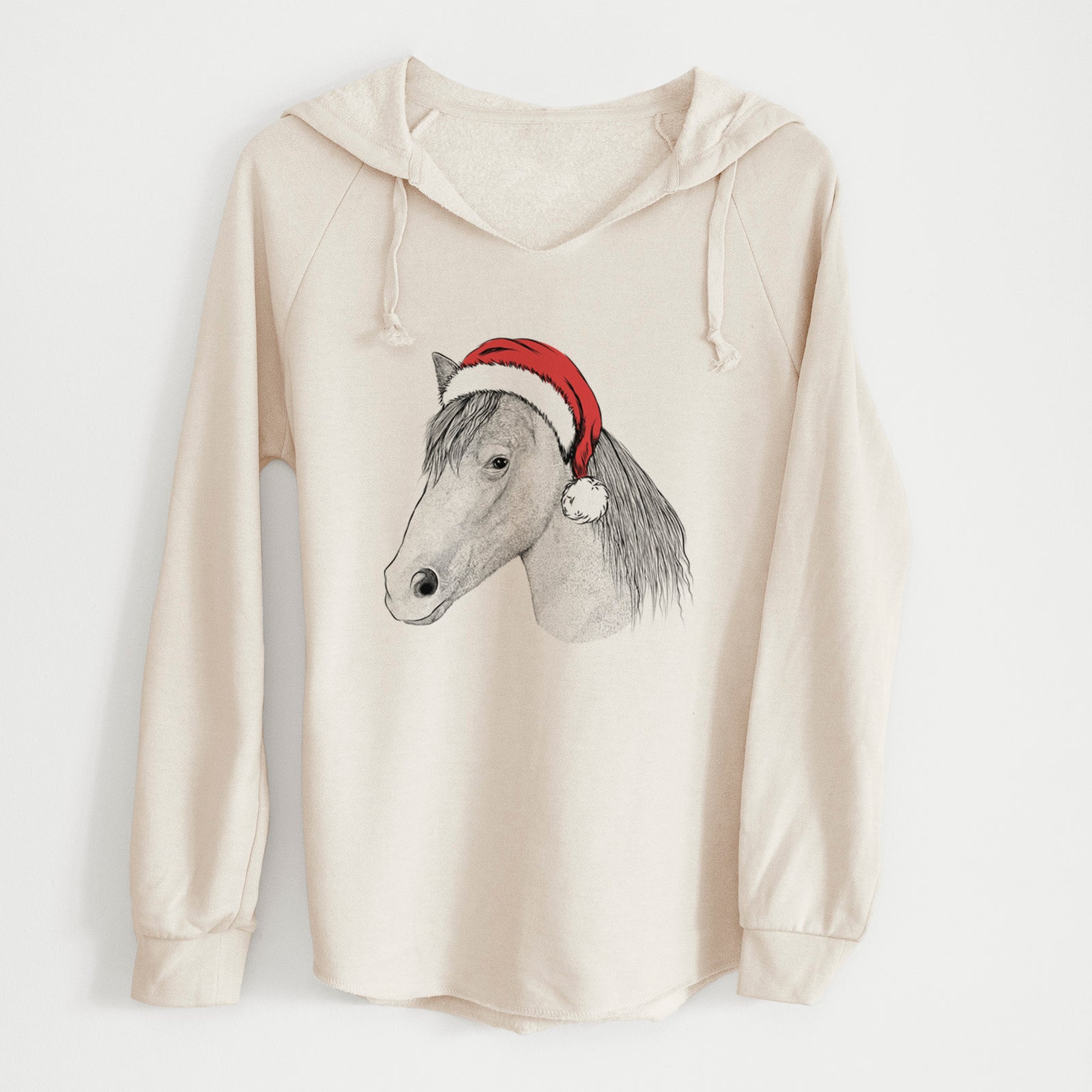 Santa Midnight the Missouri Foxtrotter Horse - Cali Wave Hooded Sweatshirt