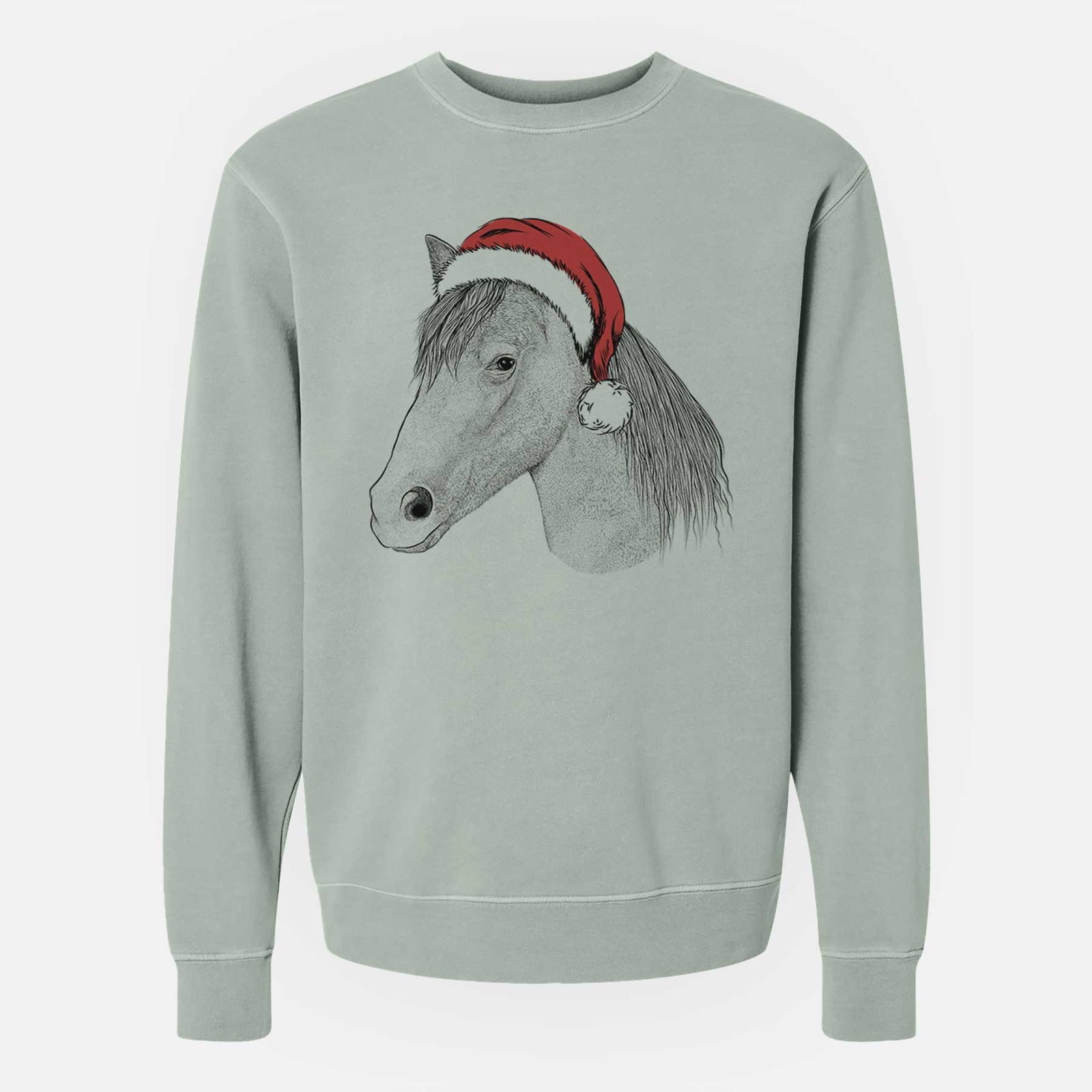 Santa Midnight the Missouri Foxtrotter Horse - Unisex Pigment Dyed Crew Sweatshirt