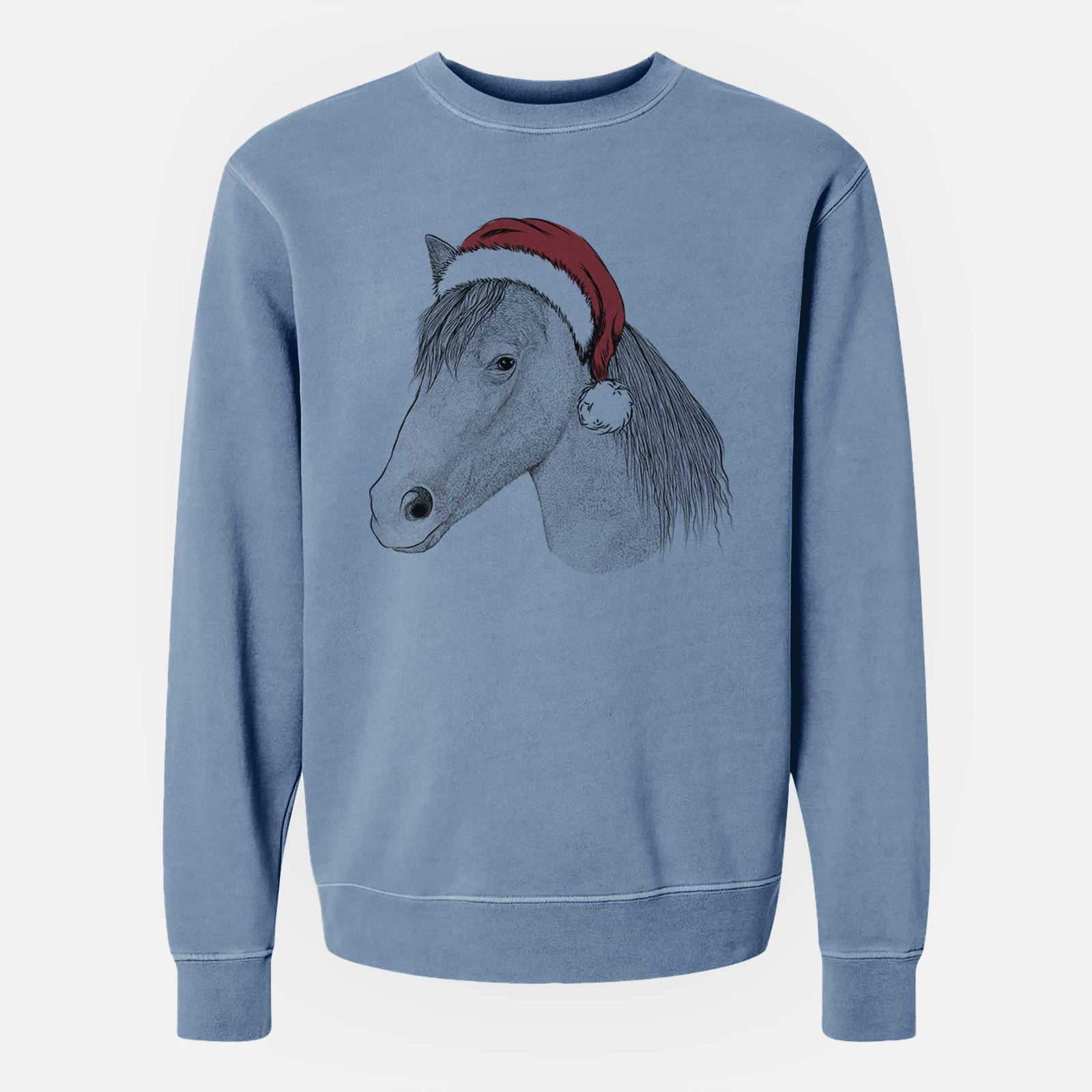 Santa Midnight the Missouri Foxtrotter Horse - Unisex Pigment Dyed Crew Sweatshirt