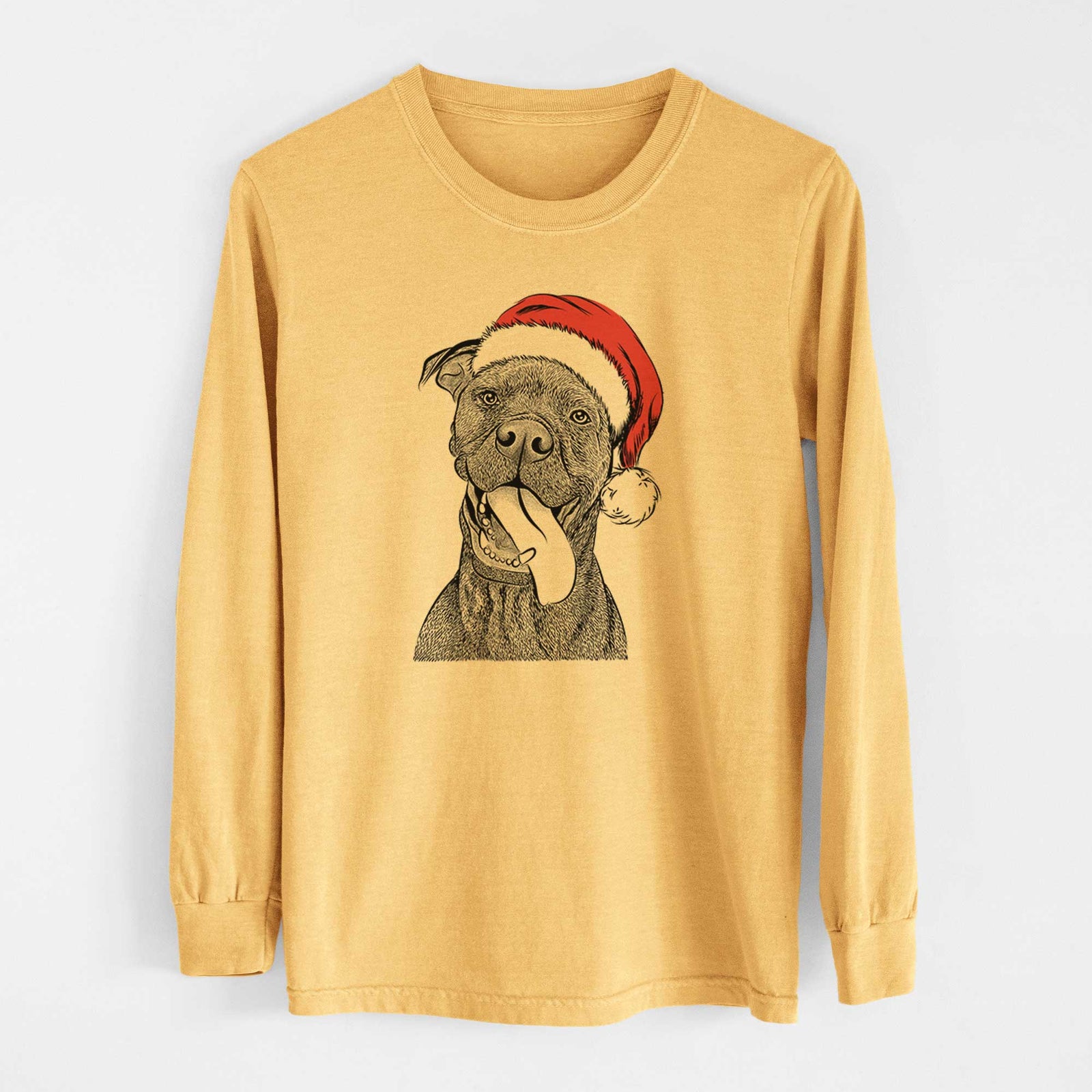 Santa Mikey the Boxador - Heavyweight 100% Cotton Long Sleeve