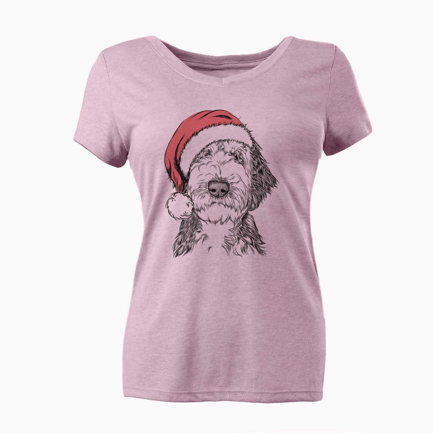 Santa Milo Fluff the Sheepadoodle - Women's V-neck Shirt