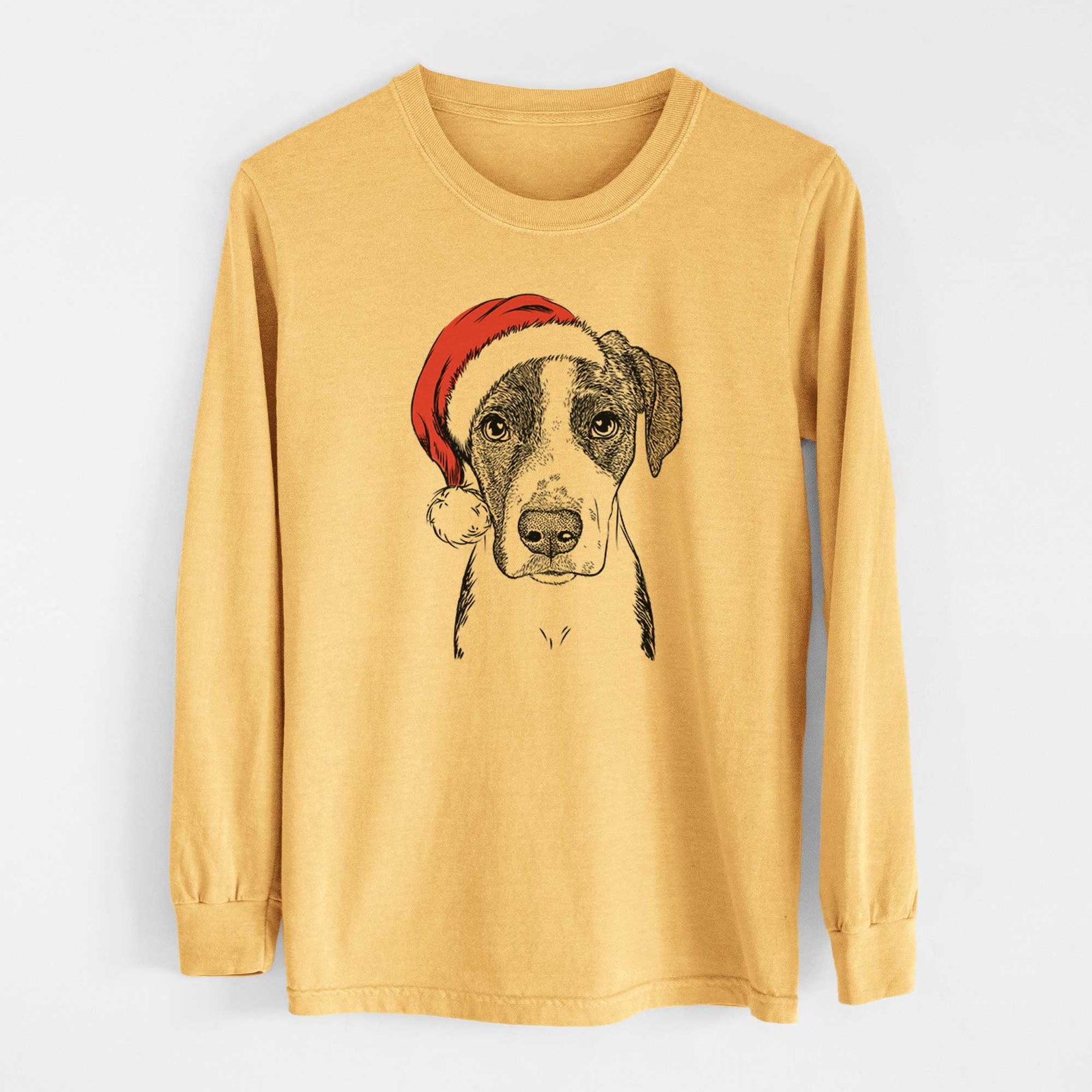 Santa Milo the Mixed Breed - Heavyweight 100% Cotton Long Sleeve