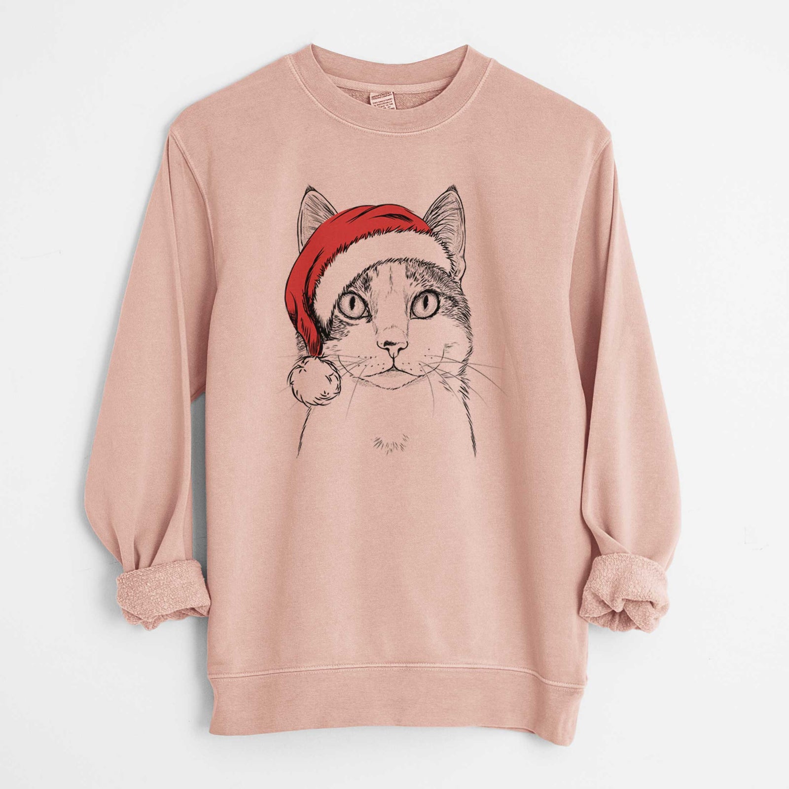 Santa Mini Griffin the Domestic Shorthair Cat - Unisex Pigment Dyed Crew Sweatshirt