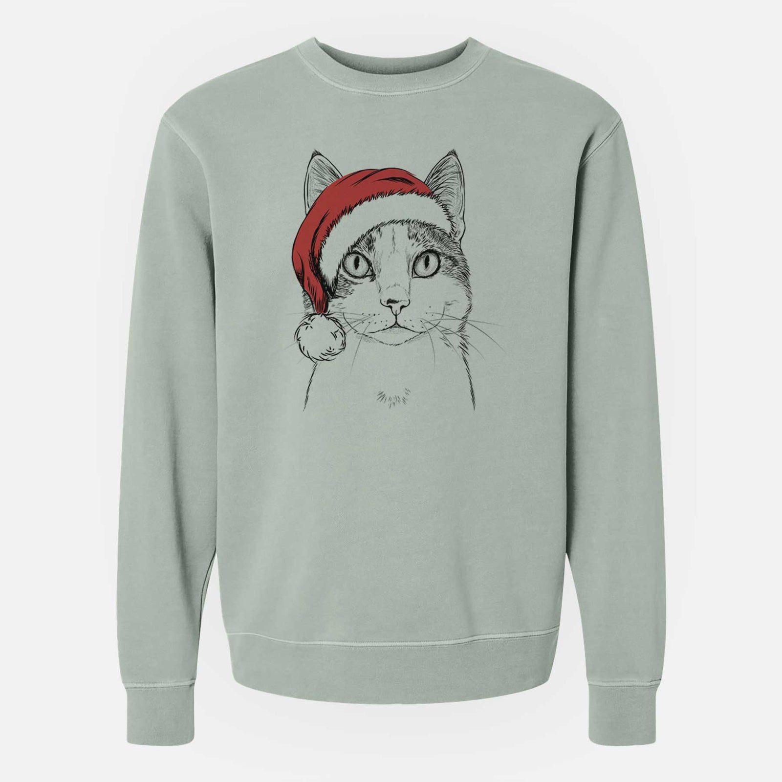 Santa Mini Griffin the Domestic Shorthair Cat - Unisex Pigment Dyed Crew Sweatshirt