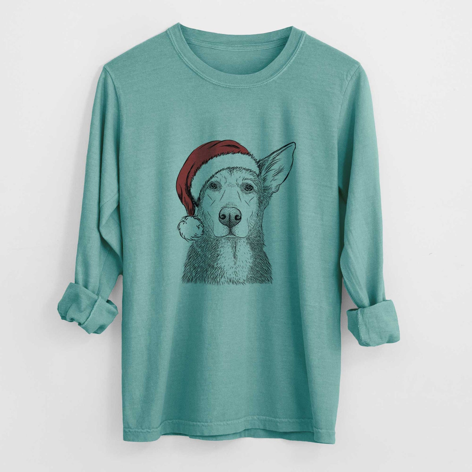 Santa Misty the German Shepherd Mix - Heavyweight 100% Cotton Long Sleeve