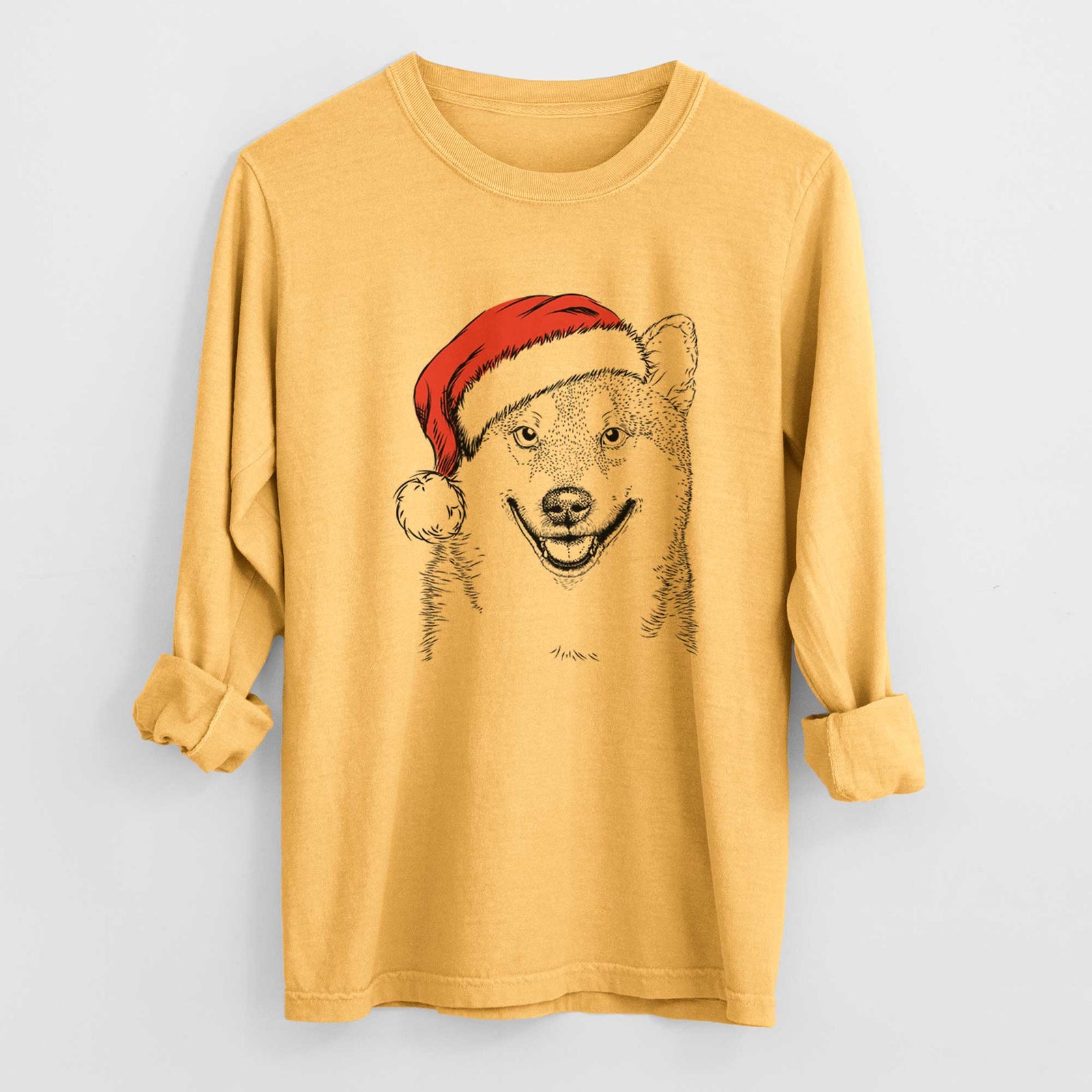 Santa Mitsu the Shiba Inu - Heavyweight 100% Cotton Long Sleeve