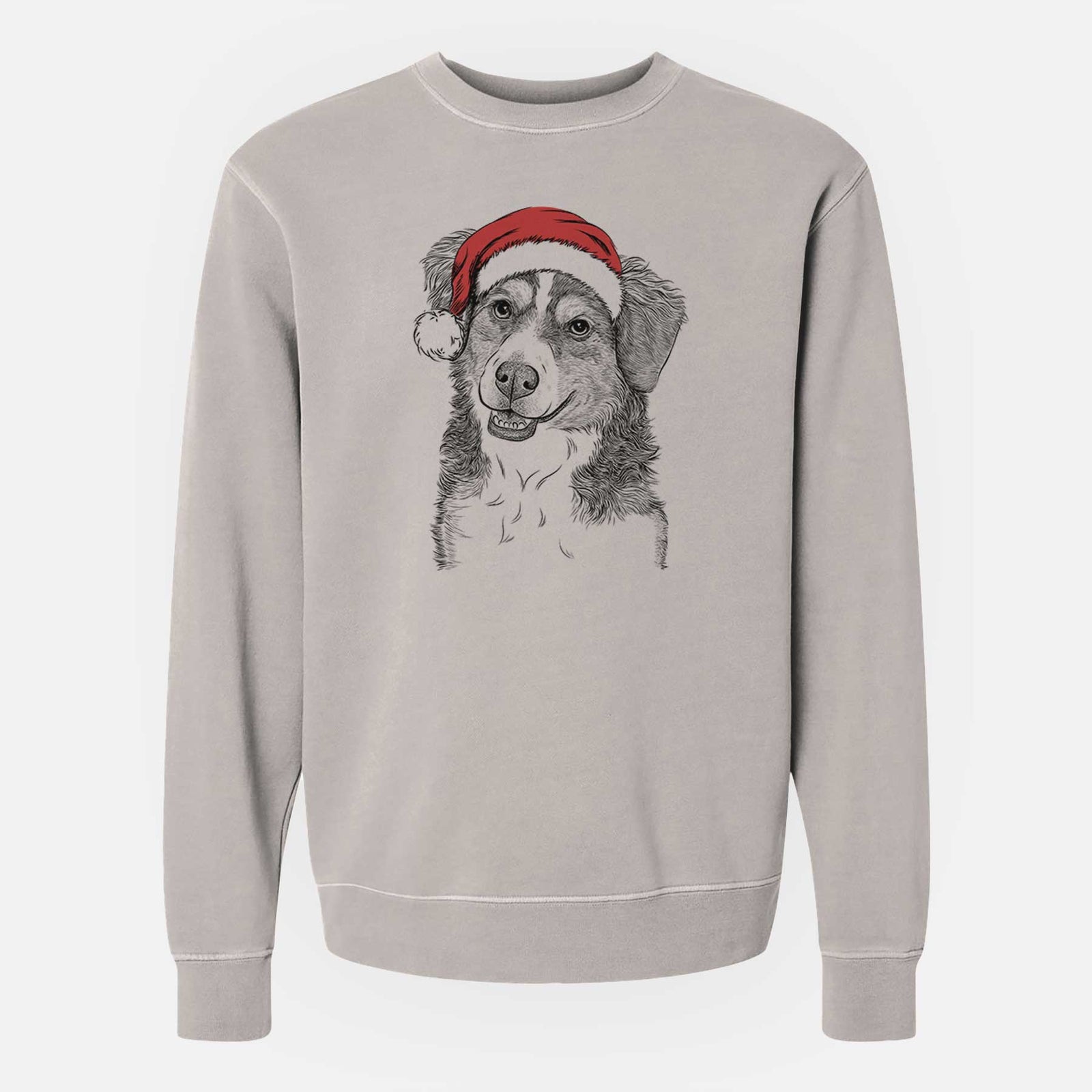 Santa Molly the Miniature Bernedoodle - Unisex Pigment Dyed Crew Sweatshirt